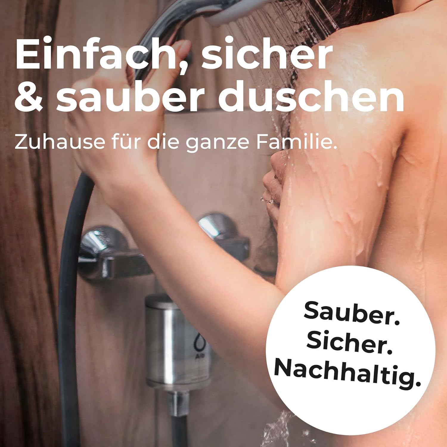 Alb Filter Duschfilter Nano Edelstahl Natur mit Vorfilter – Wasserfilter für Dusche & Bad – Schutz vor Keim- und Bakterienbelastung im Wasser – Hergestellt in Deutschland – Bild 6