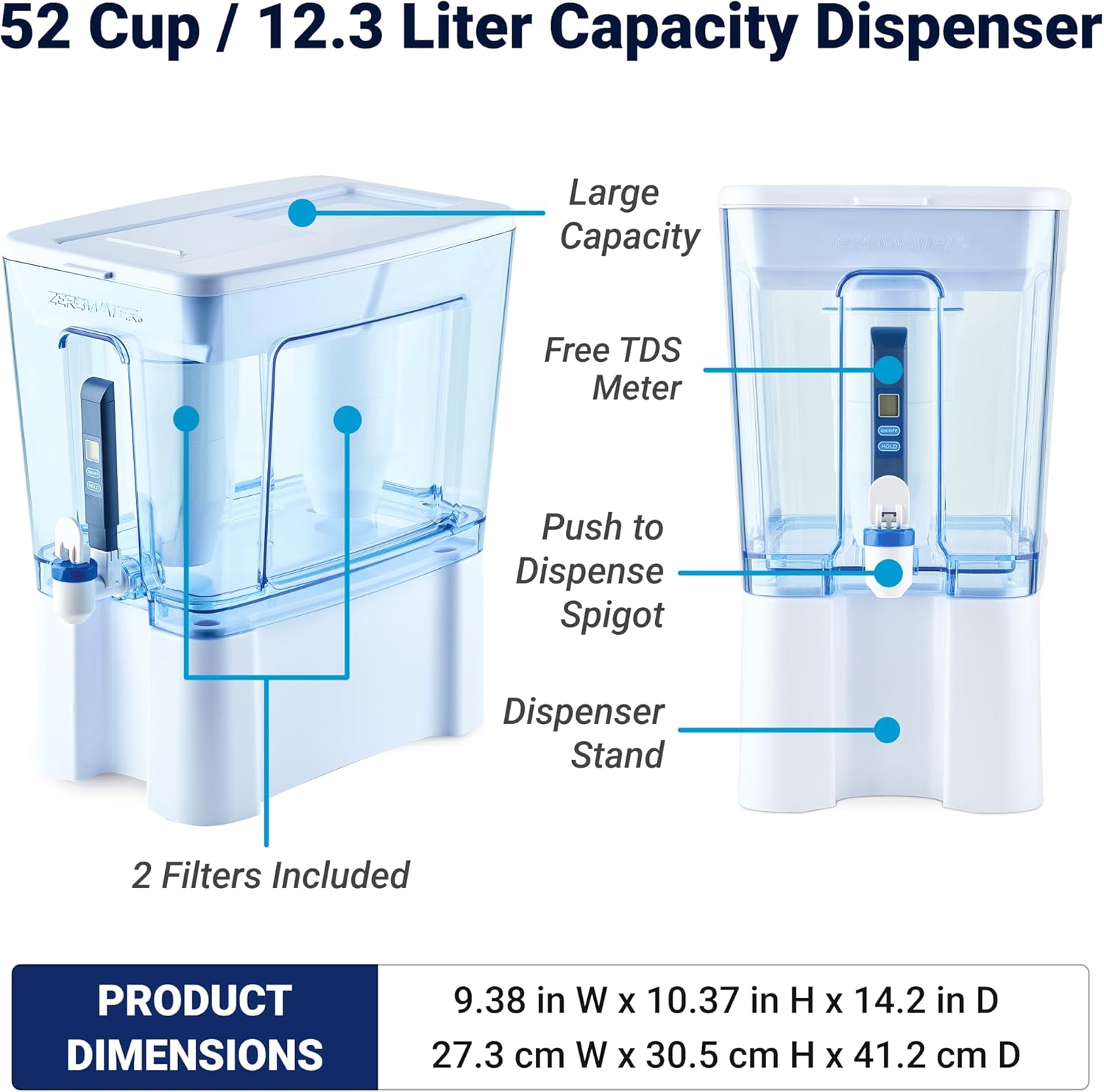 ZeroWater Instant Read Wasserfilterspender, 12,3 Liter, 5-stufiger Wasserfilterspender mit sofortiger Anzeige, 0 TDS, IAPMO-zertifiziert zur Reduzierung von Blei, Chrom und PFOA/PFOS – Bild 4