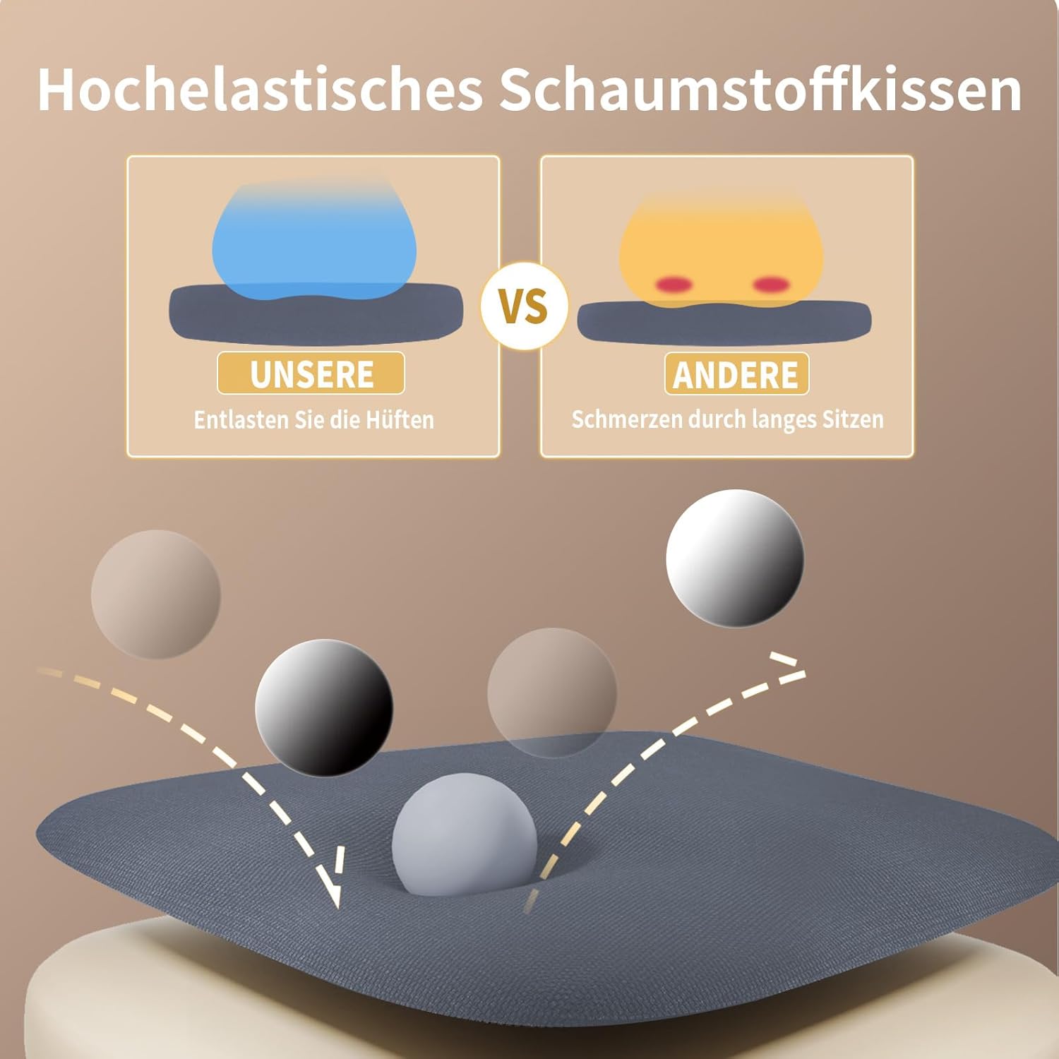naspaluro Ergonomischer Bürostuhl mit verstellbaren Armlehnen, Schreibtischstuhl mit Kopfstütze, atmungsaktiver Netzbezug, Lordosenstütze, Höhenverstellung, Computerstuhl, 360°-Drehstuhl, hellgrau – Bild 7