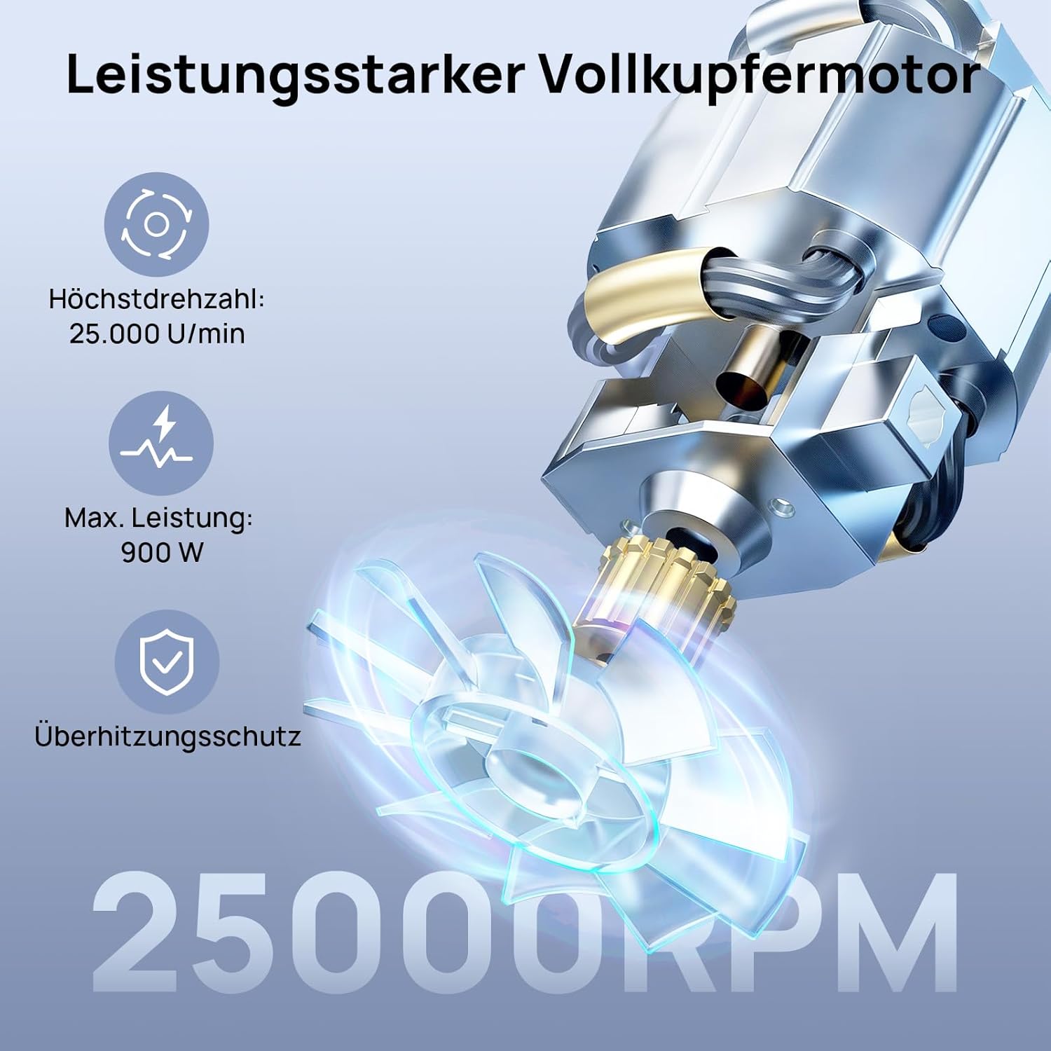 Ganiza Smoothie Maker, 900 W Mini-Standmixer, Mixer mit 25.000 U/min, 3 Tritan-To-Go-Becher (300 ml, 500 ml und 700 ml), 4 asymmetrische Klingen, für jede Art von Shake und Smoothie, Silber/Schwarz – Bild 2