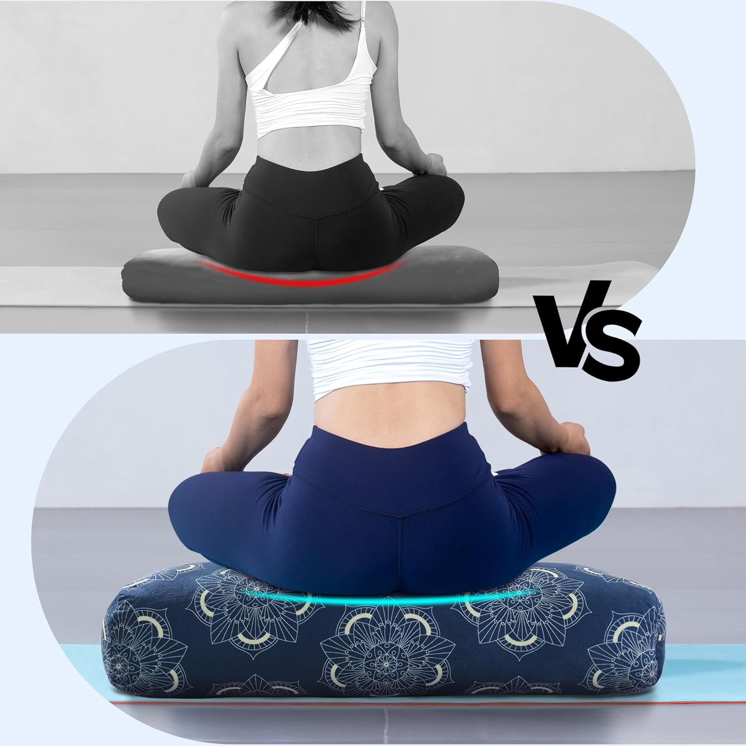 Yoga-Bolster-Kissen, rechteckiges Yoga-Kissen für regenerative Meditation, Bolster-Meditationskissen mit Tragegriff, 70 x 27 x 15 cm – Bild 5