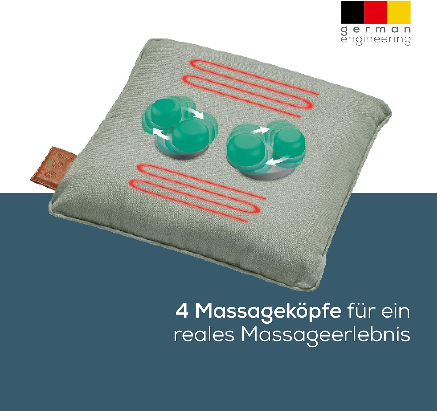 Beurer MG 139 Akku-Massagekissen mit Wärmefunktion, kabelloses Shiatsu-Massagekissen, zuschaltbare Wärme, aus recyceltem Material, maschinenwaschbar, automatische Abschaltung, 40 x 40 cm, Mint – Bild 3