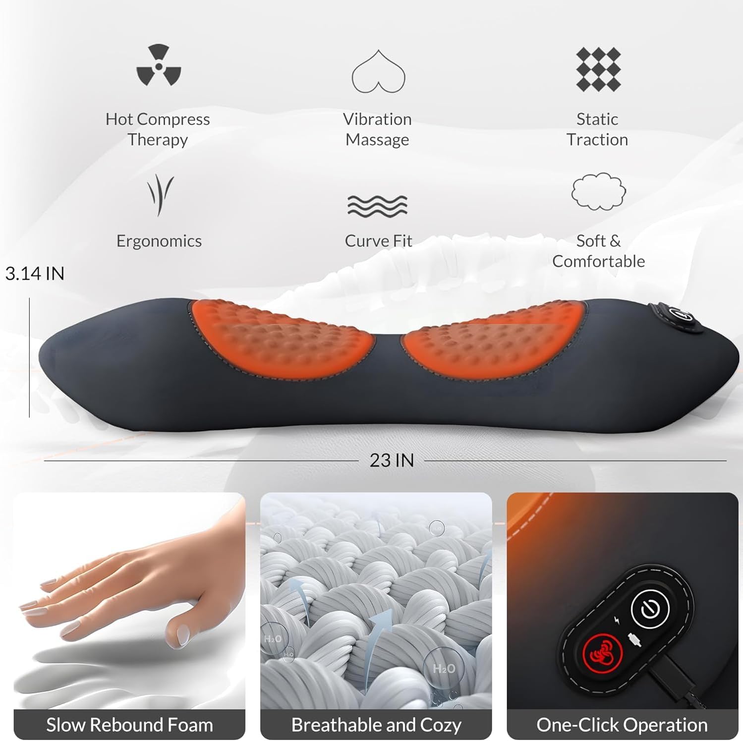 Ergo Pur Back, 2026 Upgrade 3 Zonen Ergo Flow Tiefenmassagegerät, ergonomisches Rückenmassagegerät, unterer Rücken, elektrisches Massagegerät mit Wärme (schwarz) – Bild 6