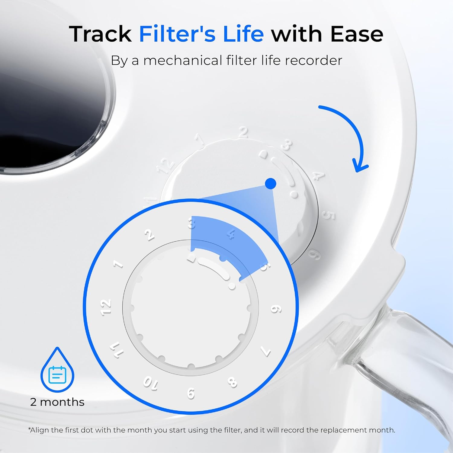 Waterdrop GGLÄSSE WD-PT-72W Wasserfilterkanne, 1,5 l Wasserfilterkanne mit 2-Monats-Filter, NSF 53&42&372 zertifiziert, reduziert PFOA/PFOS, Chlor, Cadmium, Kupfer, Quecksilber, WD-PT-72W – Bild 9