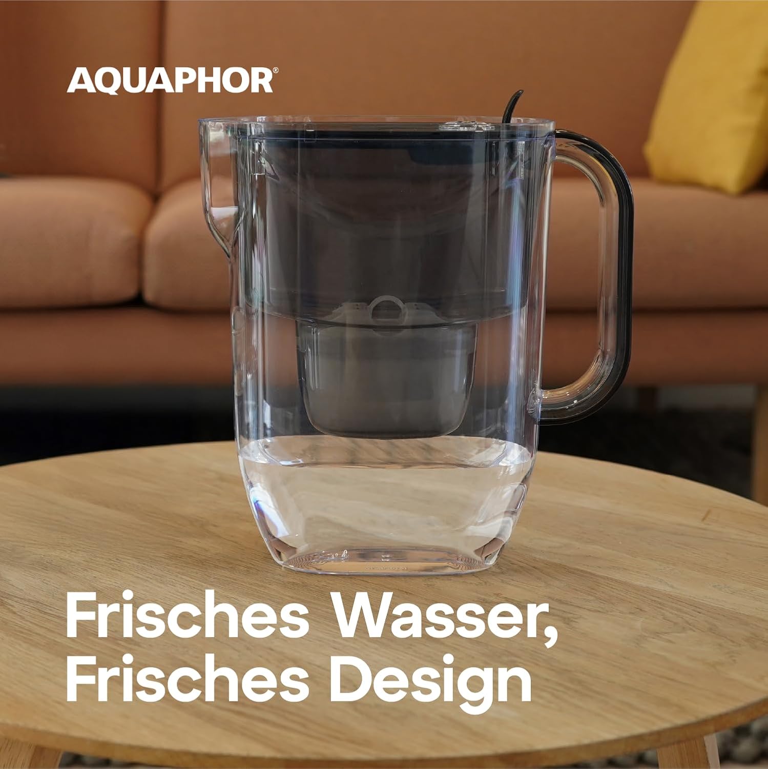 AQUAPHOR Frischwasserfilterkanne 3,2 L – Filterkanne mit 1 Maxfor+ Kartusche – Trinkwasserfilter reduziert Kalk & Chlor – Für Kaffee, Tee & Trinkwasser – Schwarz – Bild 2