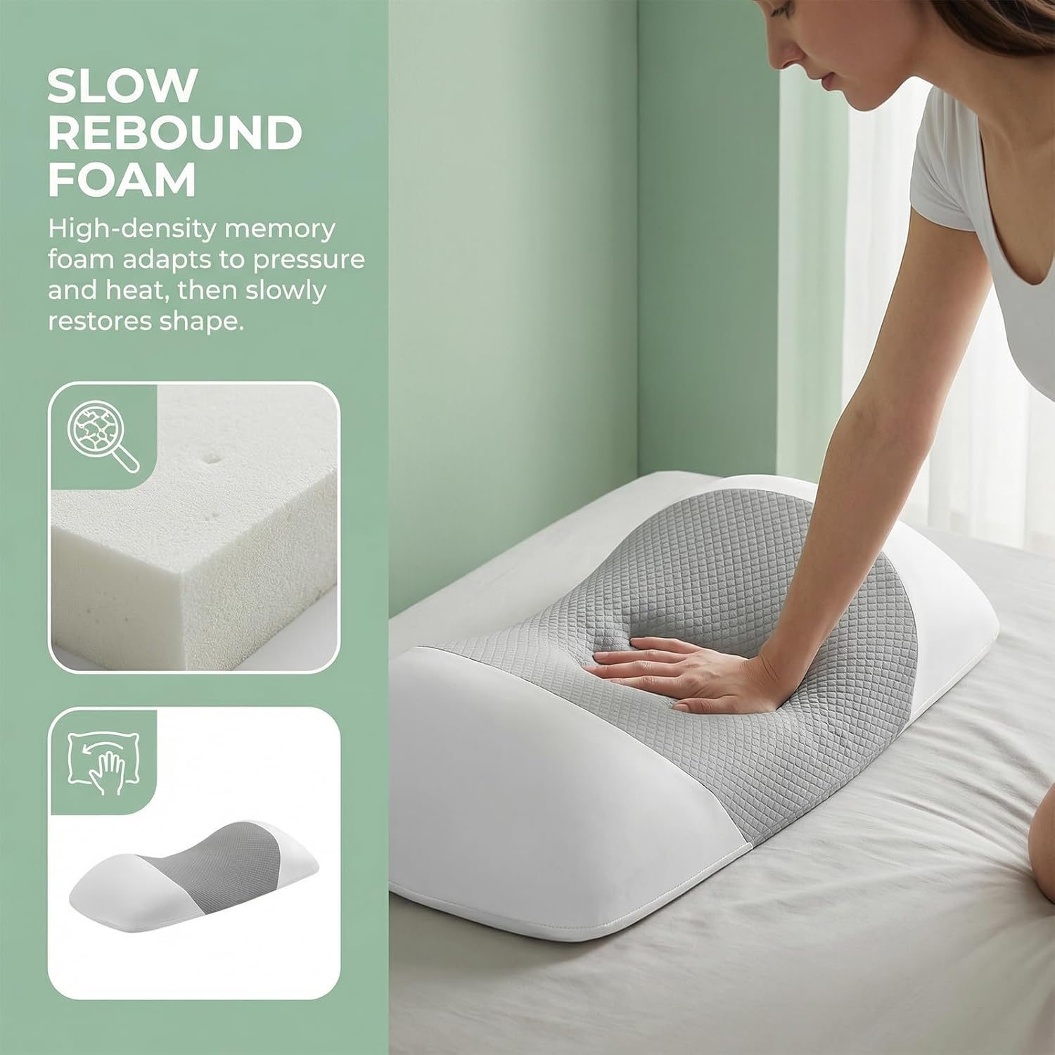 Ergonomisches Lendenkissen für Bett und Sofa – orthopädisches Lendenwirbel-Entlastungskissen, Memory-Schaum-Rückenkissen, Rückenstützkissen für Seitenschläfer und Rückenschläfer – Bild 4