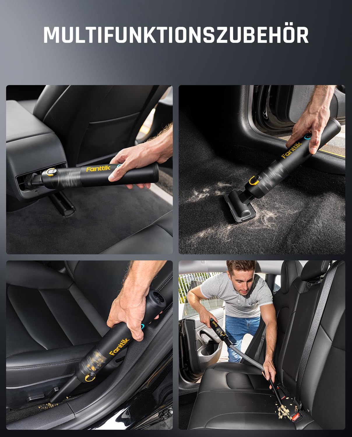 Fanttik Slim V8 APEX Akku-Autostaubsauger, 4-in-1 tragbarer Mini RobustClean Handstaubsauger mit 19000Pa/45AW Saugleistung, 2 Saugmodi, Autostaubsauger für Auto, Bürotisch, Tastaturen (Schwarz) – Bild 6