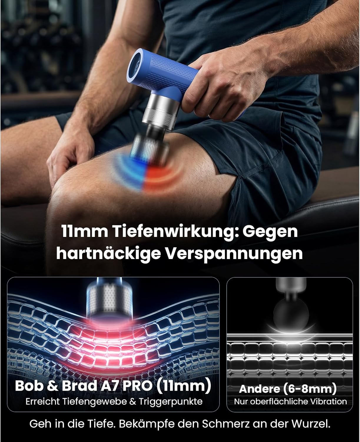 BOB AND BRAD A7 Pro Massagepistole mit Wärme und Kälte, 11-mm-Amplituden-Massagepistole, tragbares Mini-Tiefengewebe, 3200 U/min, professionelles leises Massagegerät gegen Schmerzen, Geschenk für Vater, Mutter – Bild 4