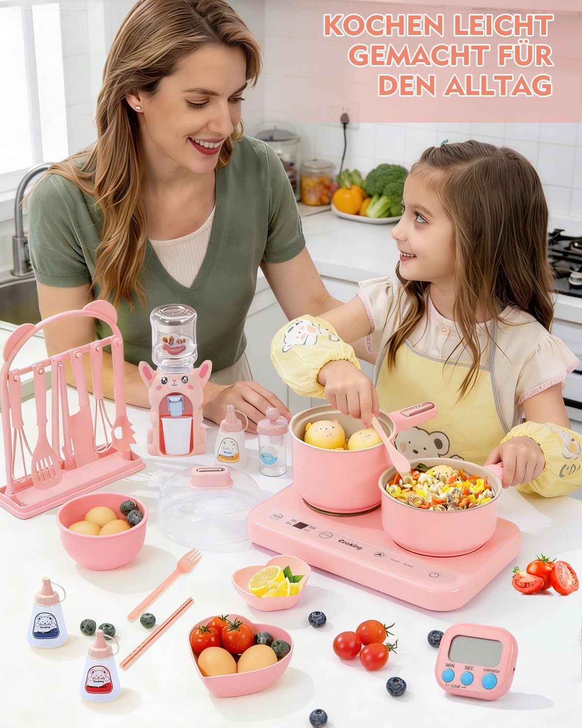 Elektrischer Hot Pot Mini-Multikocher mit Doppelkochfeld – elektrischer Kochtopf mit Dampfgarer und Suppentopf, für Eintopf und Suppen, kompakt, leicht zu reinigen (Rosa) – Bild 6