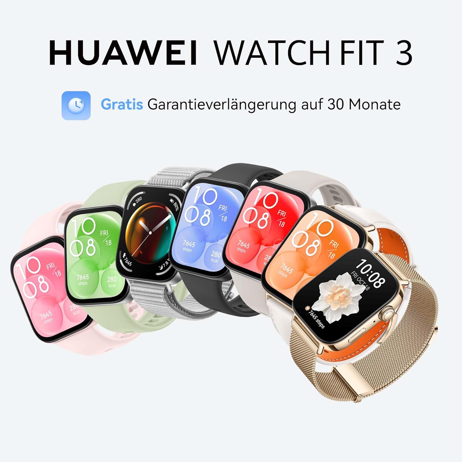 HUAWEI Watch FIT 3, 1,82 Zoll AMOLED-Display, ultraschlankes Design, Bluetooth-Anrufe, bis zu 10 Tage Akkulaufzeit, kompatibel mit iOS und Android, umfassendes Gesundheits- und Fitnessmanagement, GPS, Schwarz – Bild 2