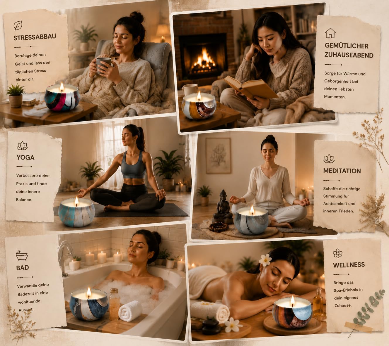 Geschenke für Frauen, Duftkerzen-Set mit dekorativer Holzbox, Set mit 6 Kerzen mit Sprüchen, natürliche Sojawachskerze zum Geburtstag, Geschenkset für Männer und Frauen – Bild 6