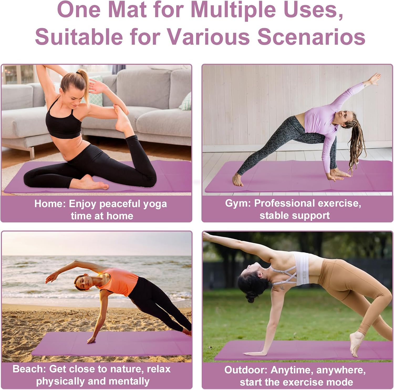Faltbare Yogamatte, TPE-Übungs-Pilatesmatte, Yogamatte, Fitnessmatte, 183 x 61 cm, 5 mm dick, Sportmatte für Pilates, Gymnastik, Reisen und Sport – Bild 7