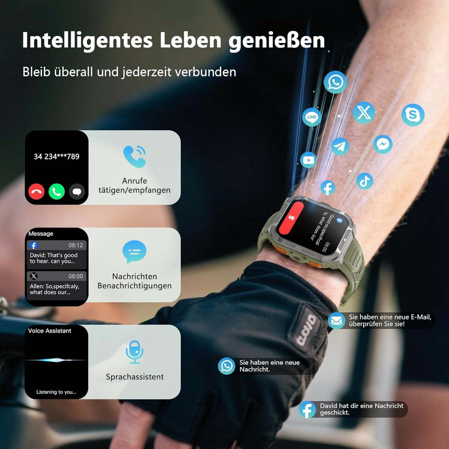 Blackview Smartwatch Herren mit integriertem GPS & Kompass, Bluetooth-Anrufe, 900 mAh Akku, Sportuhr mit Schrittzähler, Fitnessuhr, 110+ Sportmodi, Gesundheits- und Schlafmonitor, Uhr für Android iOS – Bild 4