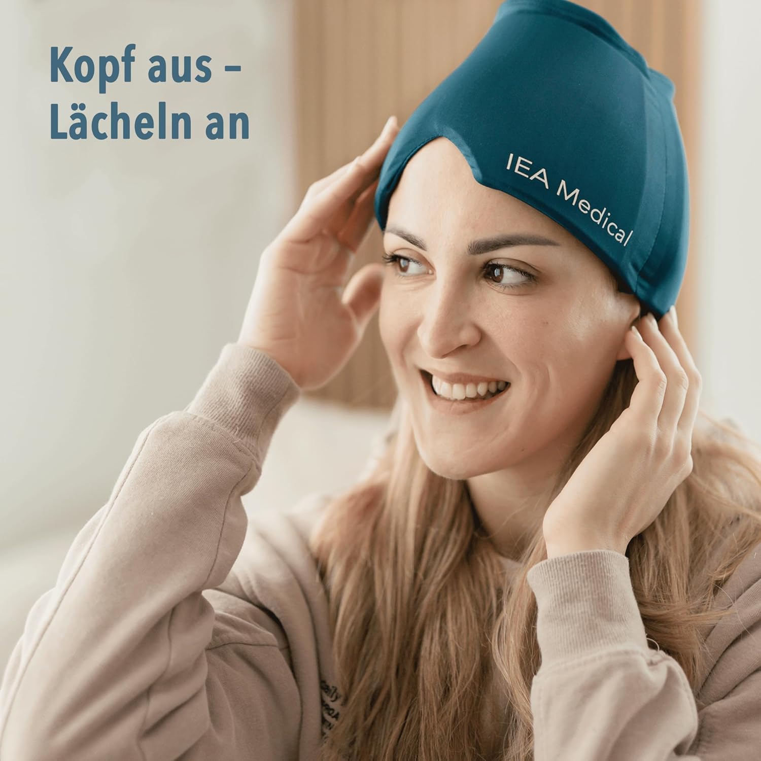 IEA Medical Migränemaske Doppelpack – 360° Gel Kühlmaske & Wärmemaske gegen Migräne, Einheitsgröße, Kopfschmerzmütze, Schlafmaske, kühlend, Kühlmütze Migräne, kühlende Kopfmaske – Bild 6