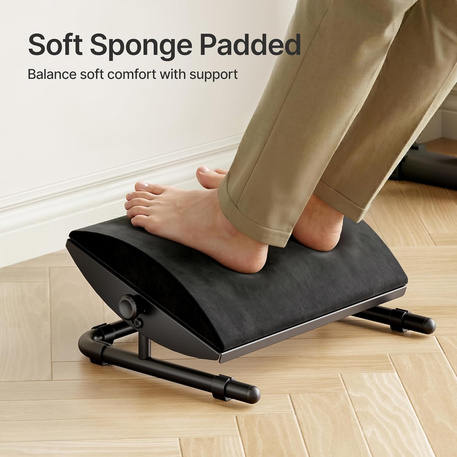 PEGZONE Fußstütze für den Arbeitsplatz unter dem Schreibtisch, ergonomische Fußstütze mit verstellbarem Neigungswinkel, Fußhocker für unter dem Bürostuhl, Ruhestuhl für Heimarbeit und Studium – Bild 4