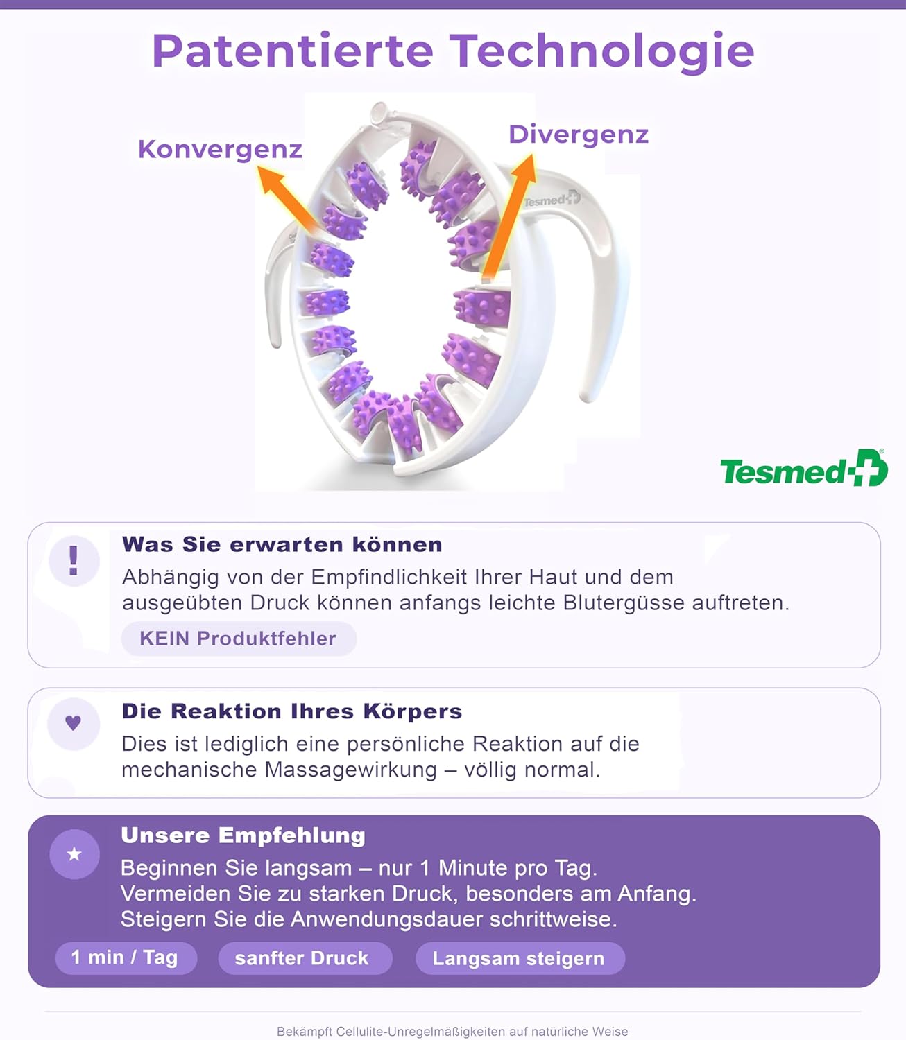 TESMED Cellulite-Glattmassagegerät gegen Cellulite mit patentierten Rollen – Drainageeffekt für Orangenhaut & schwere Beine – Haut straffen, Figur formen – Oberschenkel & Gesäß – Hergestellt in Italien – Bild 3