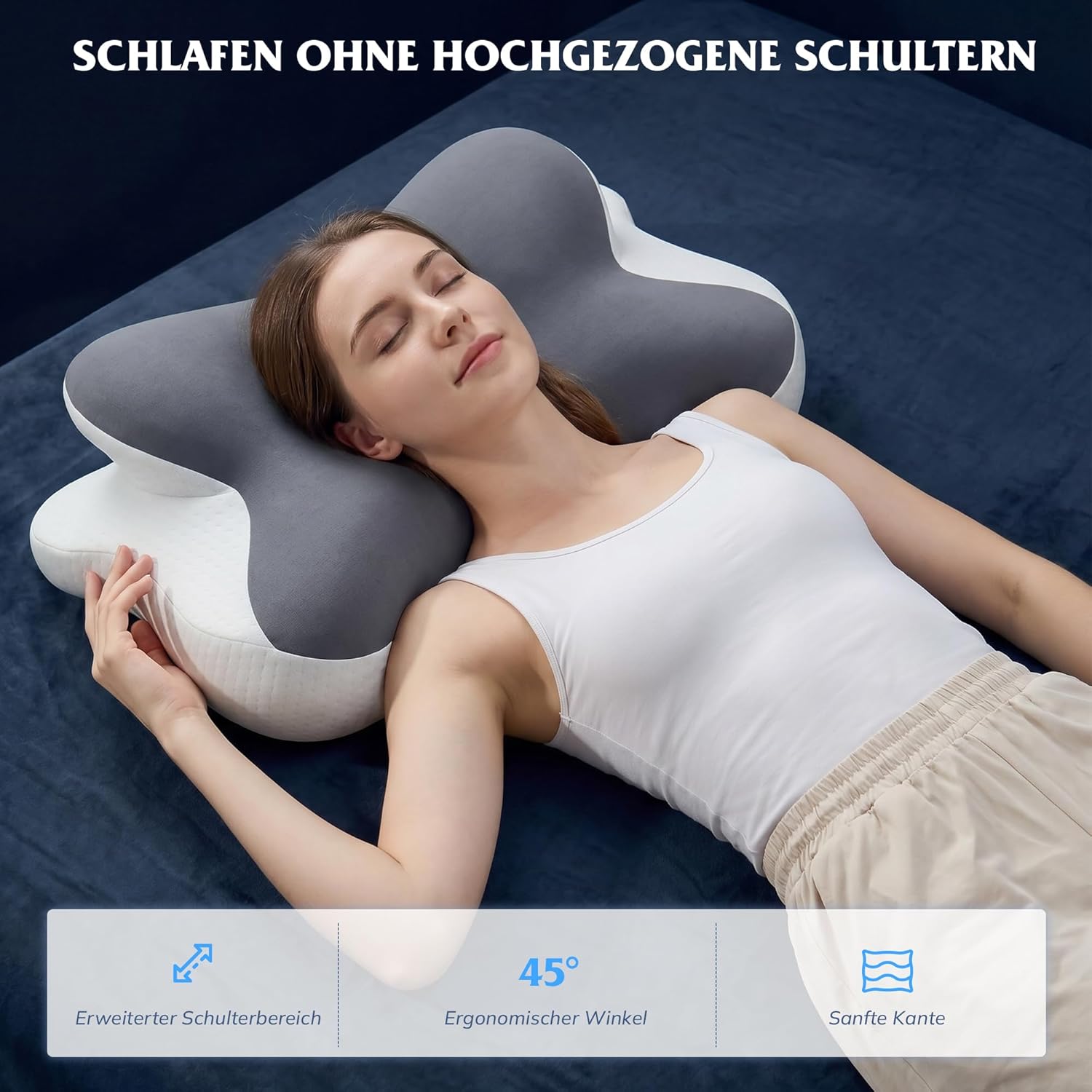 Orthopädisches Kissen, ergonomisches Nackenkissen, orthopädisches Kissen aus Memory-Schaum mit konturierter Unterstützung für Seiten, Rücken und Bauch, Nackenkissen, 9–12 cm, atmungsaktiv – Bild 6