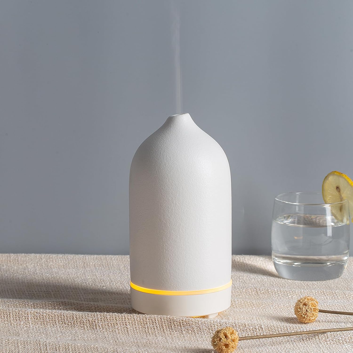 JESMAY Aromadiffusor für ätherische Öle, 120 ml Premium Luftbefeuchter, Duftöldiffusor, Raumduftdiffusor aus Keramik, BPA-freier Diffusor für ätherische Öle für Schlafzimmer, Büro, Spa (Weiß) – Bild 3