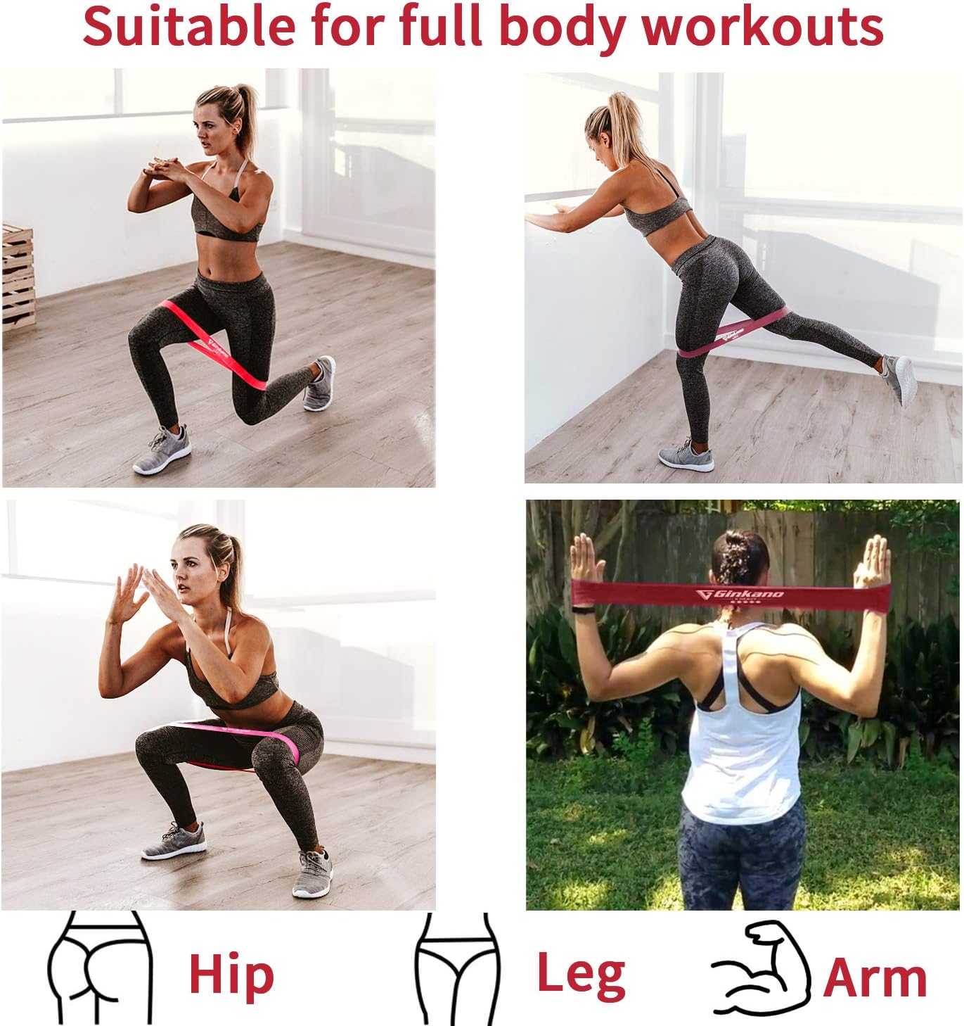 5er-Set Fitnessbänder Widerstandsbänder,Fitnessband mit Bungsanleitung auf Deutsch & Tragebeutel Resistance Bands Gymnastikband aus Latex Für Muskelaufbau Pilates Yoga – Bild 6