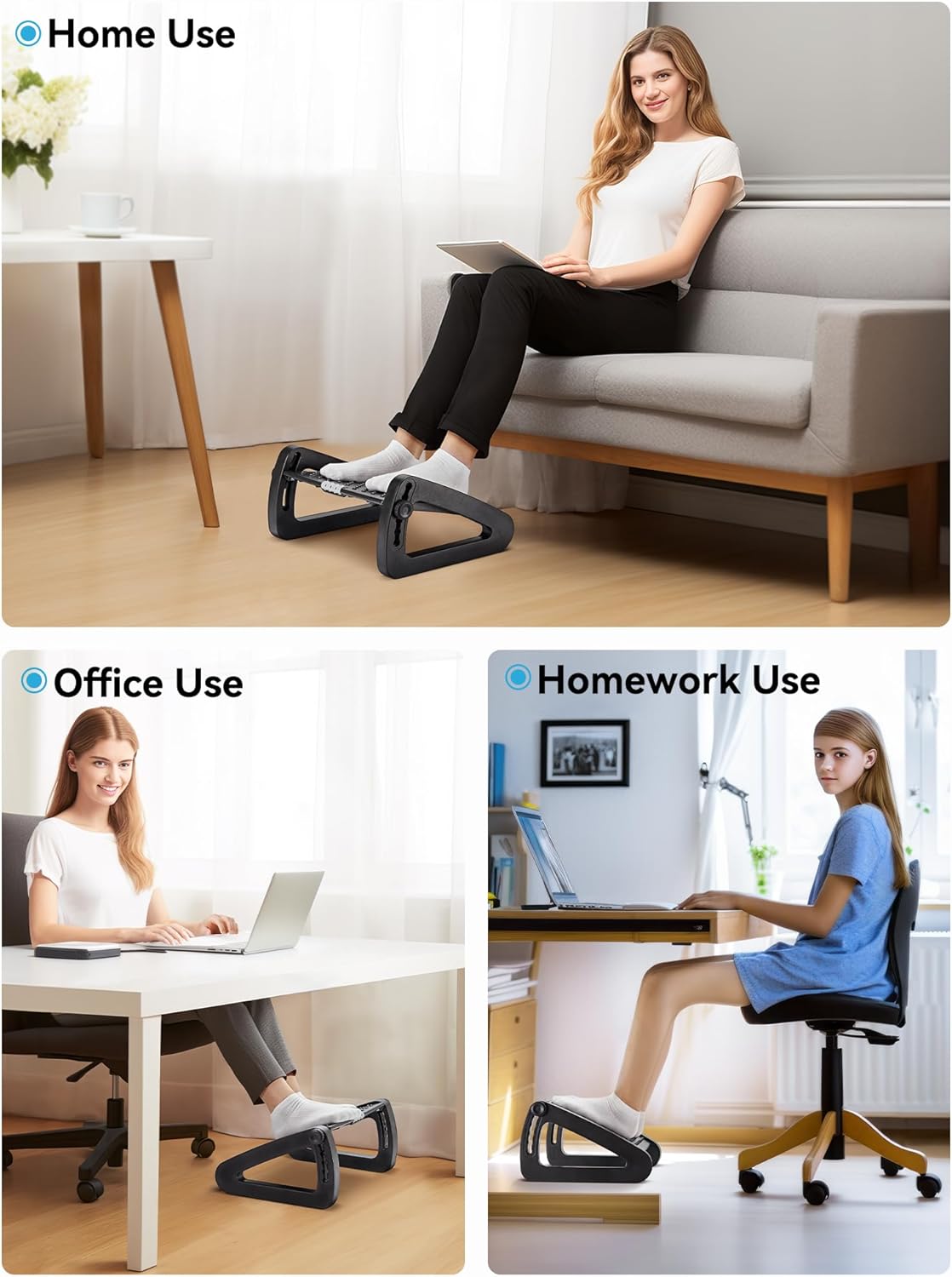 HEETA Fußstützen-Schreibtisch, höhenverstellbarer Fußhocker, ergonomische Fußstütze mit Massagefunktion für Büro und Zuhause – Bild 7