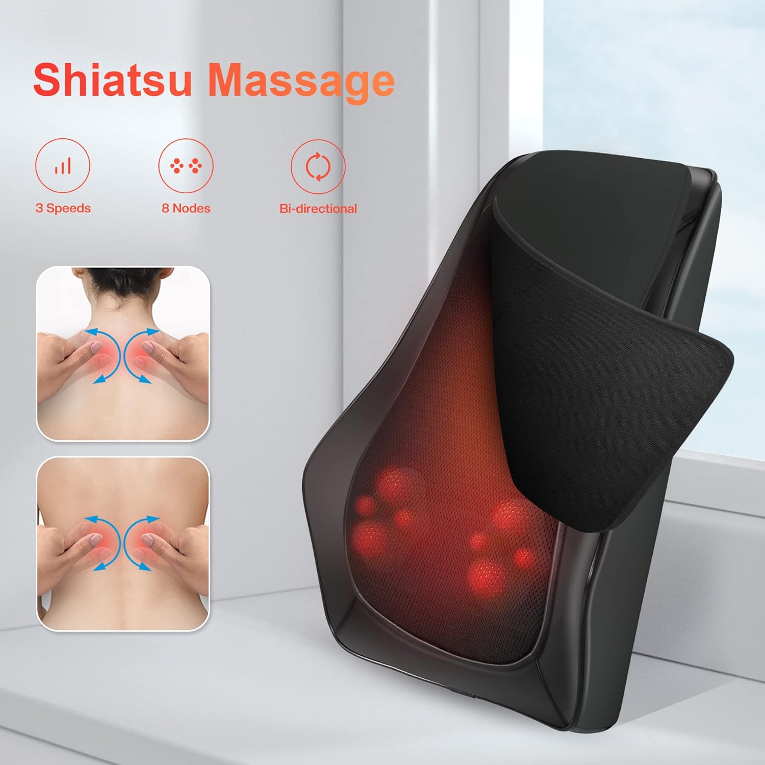 COMFIER Massagegerät, Nackenmassagegerät mit Wärme, Shiatsu-Rückenmassagegerät mit 4D-Knetköpfen, Massagekissen für Schulter, Rücken, Beine, Geschenke für Männer und Frauen – Bild 6