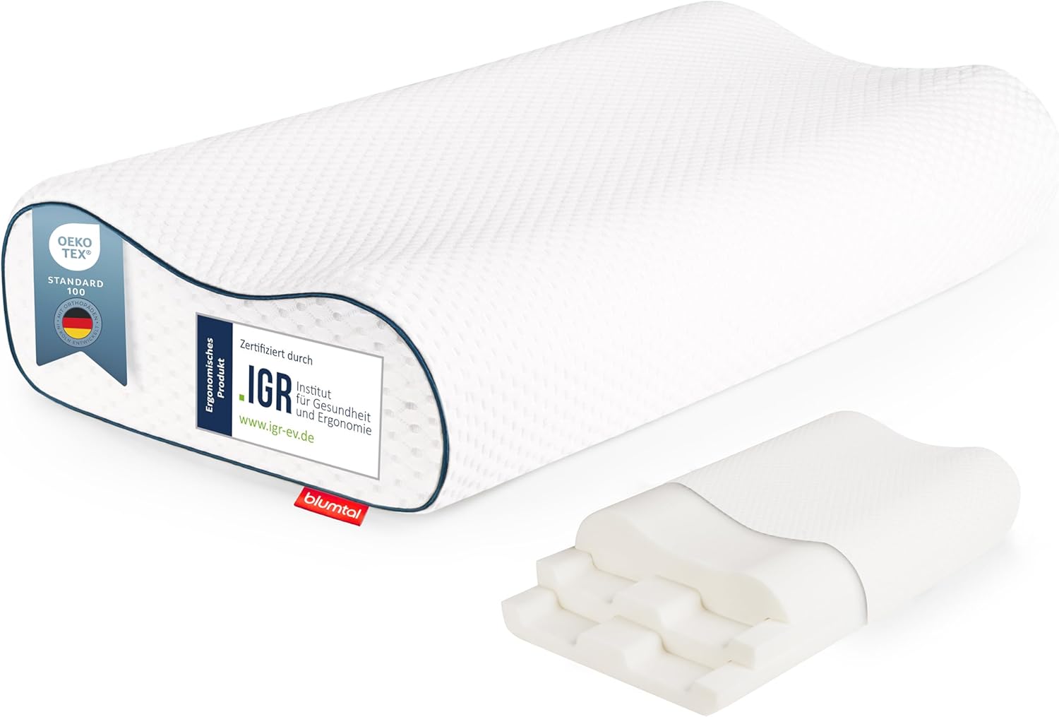 Blumtal Nackenstützkissen, orthopädisches Kissen, Memory-Schaum-Kissen, Öko-Tex-zertifiziertes Kissen, Nackenschmerzkissen, ergonomisches Kissen, Seitenschläfer, Nackenkissenbett