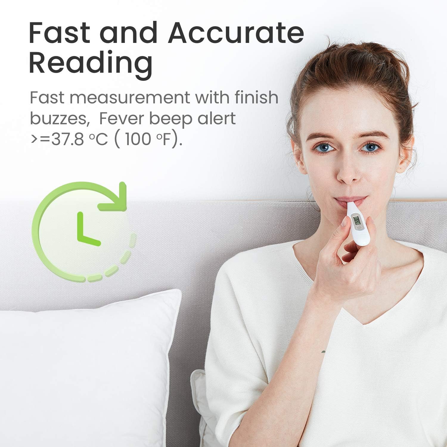 Digitales Fieberthermometer, rektales, orales, Achselthermometer, Fieberthermometer für Babys, Kinder, Erwachsene, genaue und schnelle Messwerte, wasserdichte Sonde, Grau – Bild 2