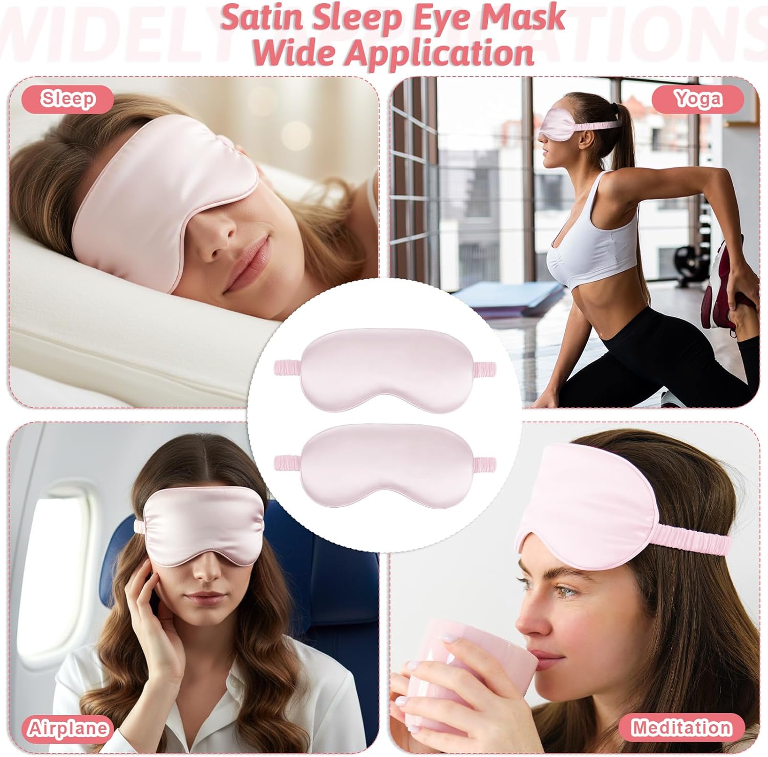 2 Stück Schlafmasken für Männer und Frauen, Seiden-Augenmaske, Seitenschläfer, weiche Seiden-Schlafmaske, lichtblockierende Schlafmaske mit verstellbarem Gummiband, bequeme Nachtschlafmaske für Reisen, Nickerchen – Bild 7