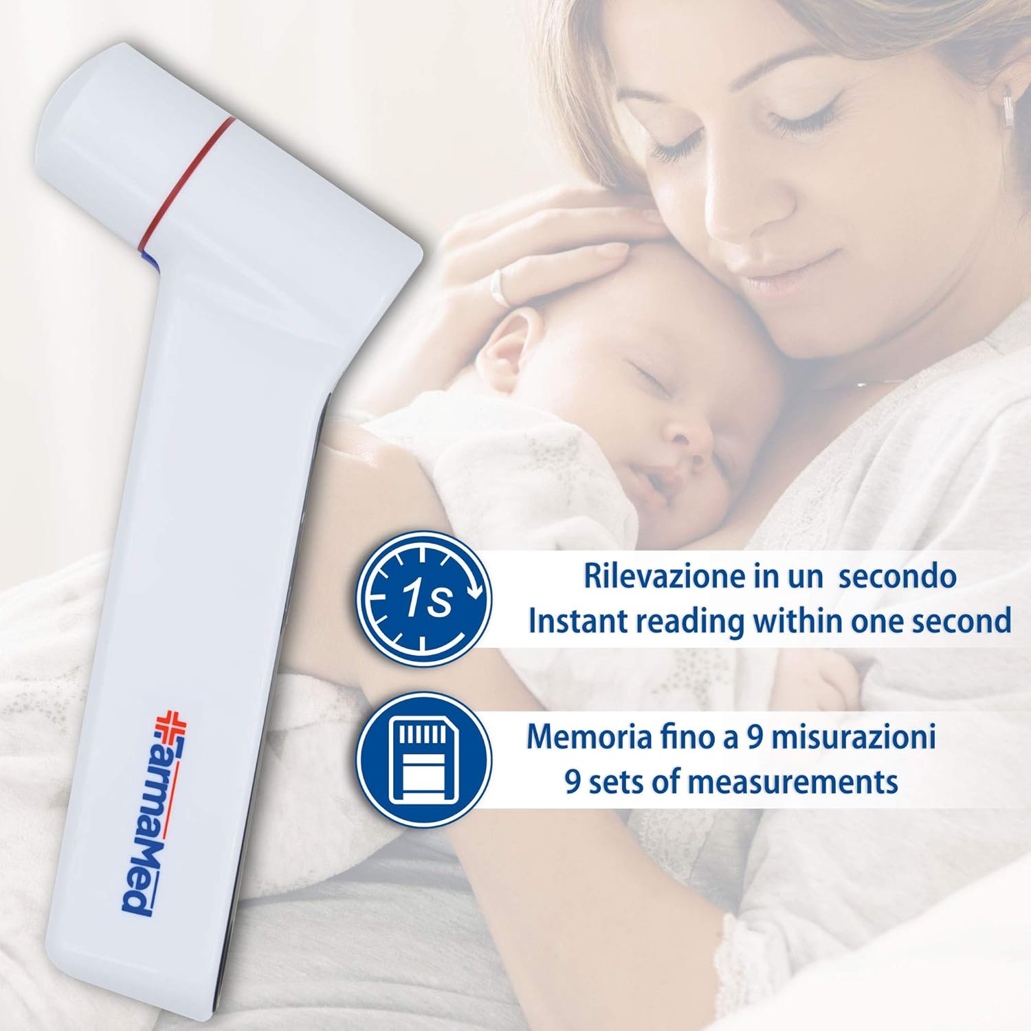 FARMAMED Fieberthermometer, berührungsloses digitales Stirn- und Ohrthermometer, Infrarot-Thermometer 4 in 1 für Babys, Kinder und Erwachsene – Bild 7