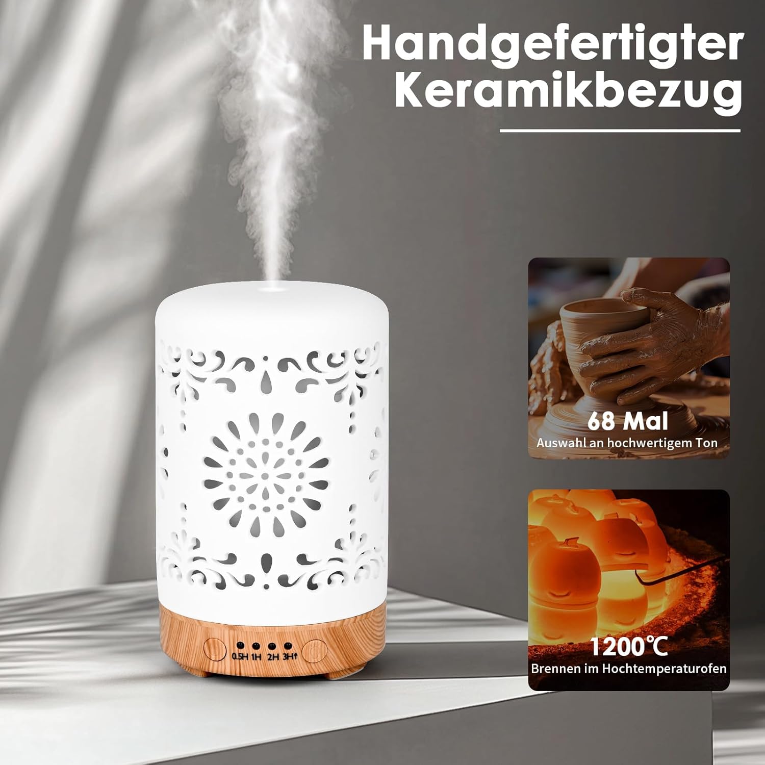 Aromadiffusor für ätherische Öle, 100 ml, Ultraschall-Luftbefeuchter, Duftöl, Ölbrenner, Aromatherapie-Diffusor für Yoga, Büro, Schlafzimmer, Weiß – Bild 5