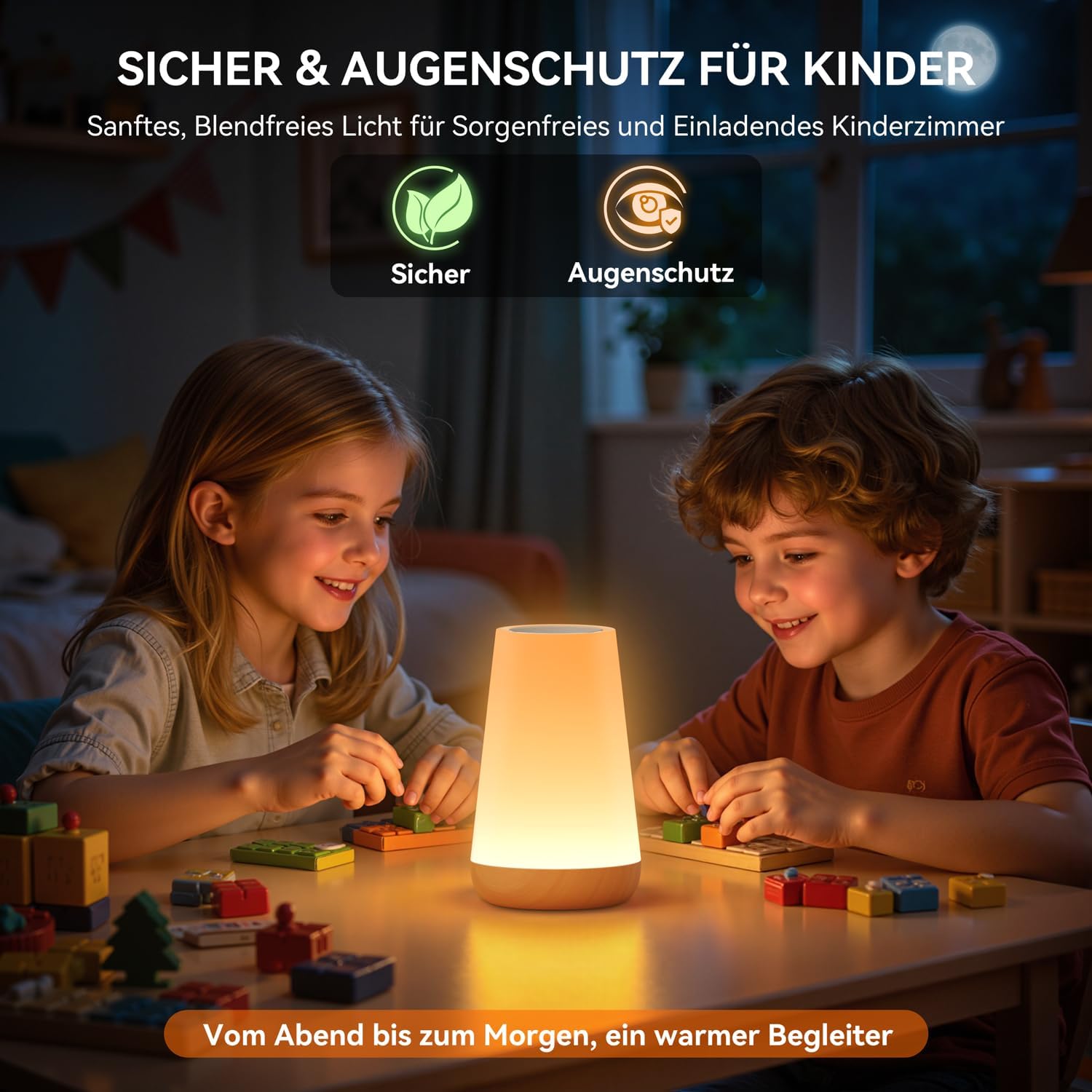 Auxmir Nachttischlampe, Nachtlicht, Touch-dimmbar mit 13 Farben und 4 Modi, LED-Tischlampe, USB wiederaufladbar mit Fernbedienung, Nachtlampe mit Timing-Funktion für Schlafzimmer, Wohnzimmer, Licht – Bild 7