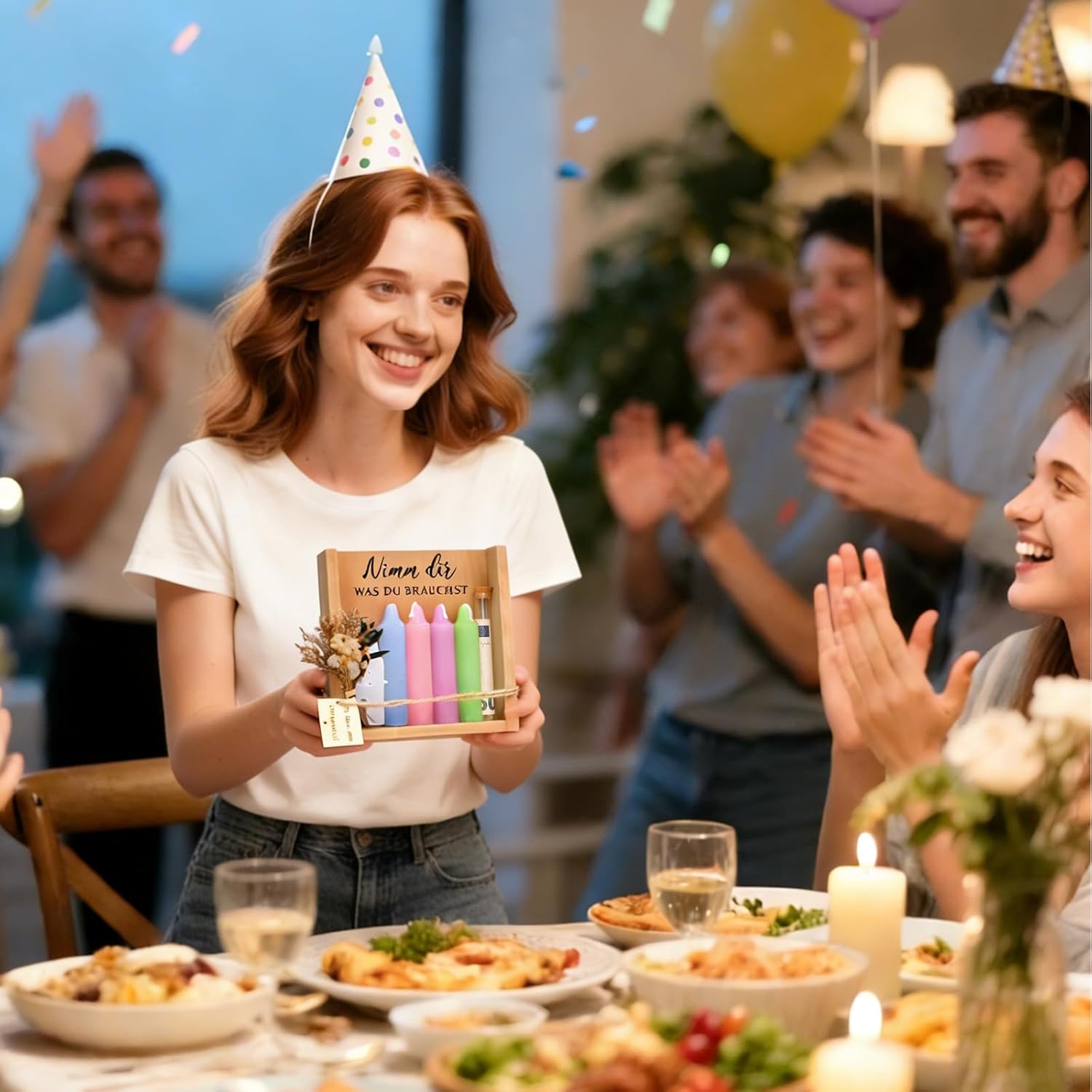 Kerzen Geschenkset für Frauen, Geburtstagskerze Geschenk für Geburtstag Freundin, Deko Kerzen Set mit Kerzenhalter, Geschenkidee für Mama Schwester Beste Freundin, Geburtstagsgeschenk Frauen Box – Bild 5