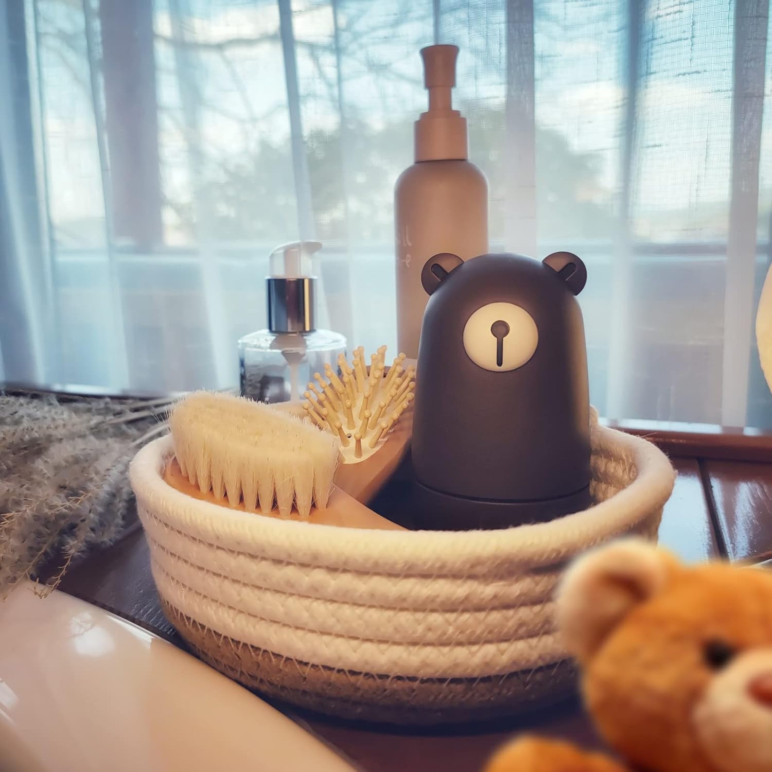 Baby 6-in-1-Pflegeset, Haarbürste und Kamm aus Naturholz, Nagelschere, Nagelfeile und Pinzette für Kinder und Neugeborene in süßer Geschenkverpackung – Bild 6