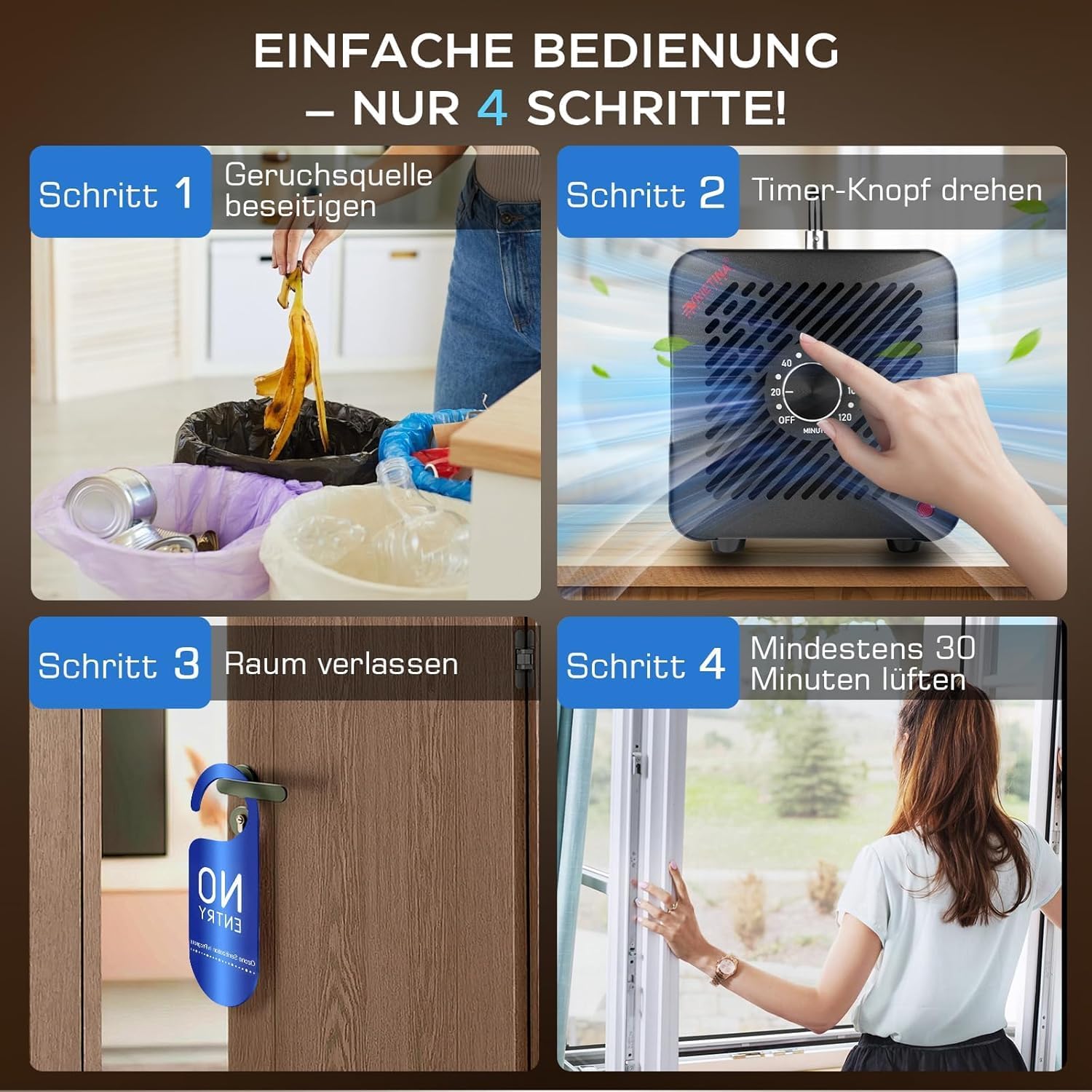 O3-Ozongenerator, 100.000 mg/h, industrielles Ozongerät mit 120-Minuten-Timer, 35-dB-Ozonisator, 150 W, Ozon-Luftreiniger bis zu 300 ㎡, Geruchsbeseitiger, Geruchsneutralisator für Auto-/Haus-/Rauch-/Haustier-/Küchengerüche – Bild 8