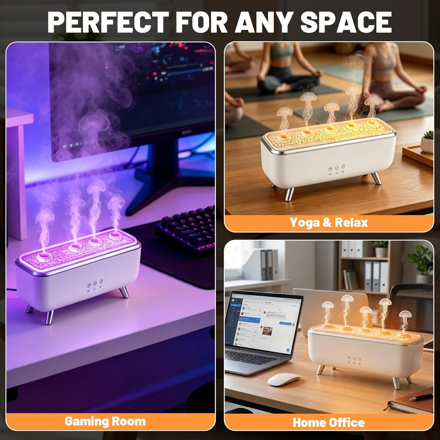 Aroma Diffuser mit Quallenförmigem Nebel & Fernbedienung, Luftbefeuchter Schlafzimmer Leise mit 7-Farben LED & 4/8H Timer Luftbefeuchter für Ätherische Öle Raumbefeuchter Aromatherapie für Yoga Meditation – Bild 7