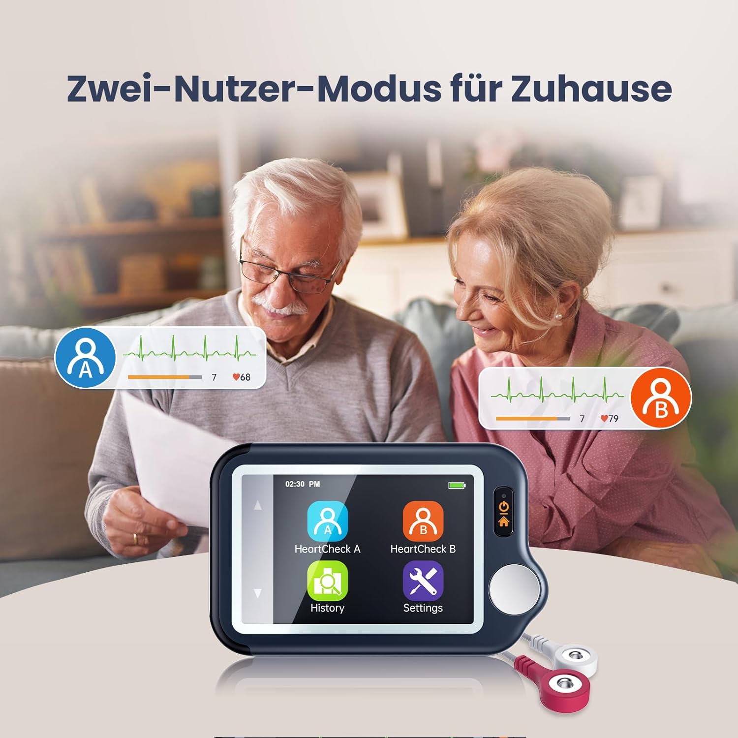 CheckMe EKG-Gerät für Zuhause, 30s/60s/5min Bluetooth-EKG-Monitor mit EKG-Analysebericht, kompatibel mit iOS & Android, Mac & Windows, Multi-User-Datenverwaltung – Bild 8