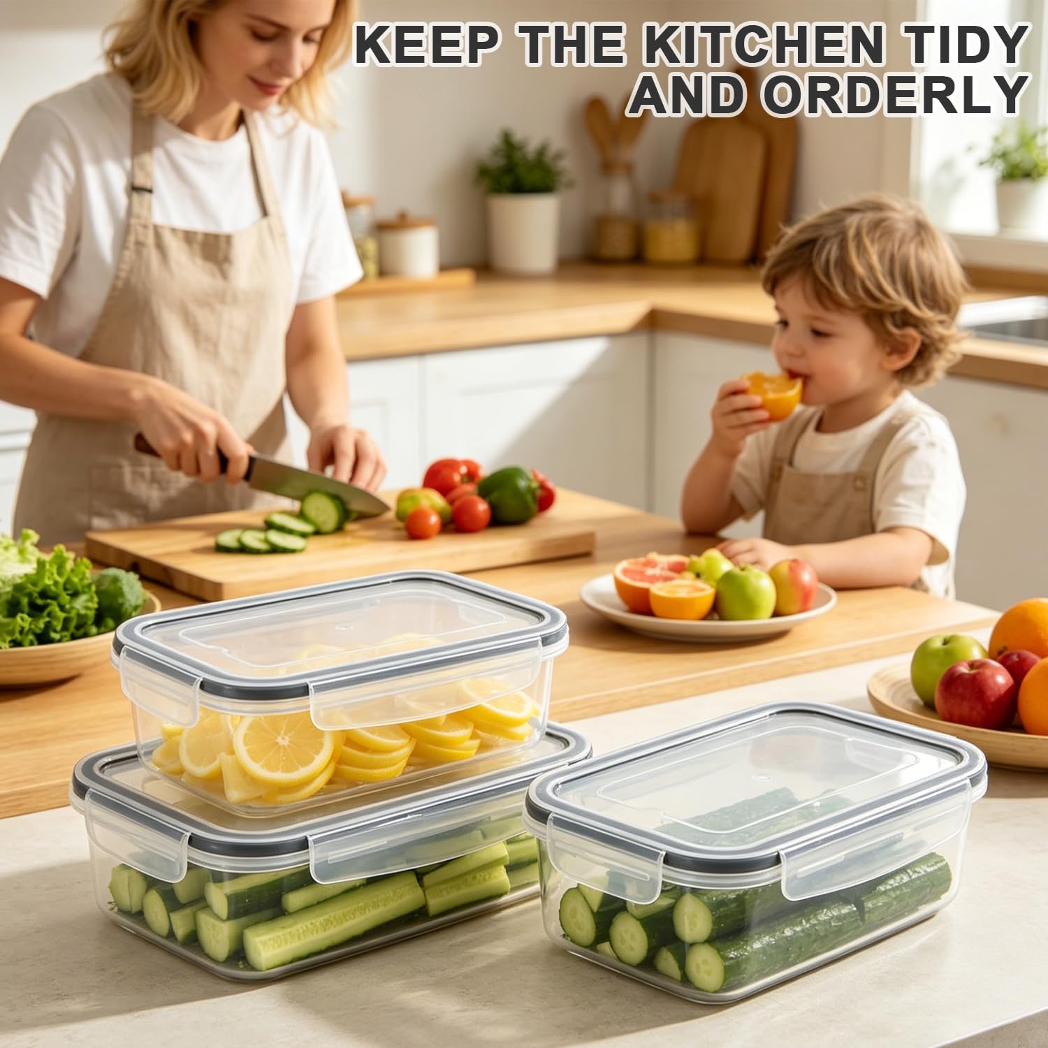 6er-Pack 320 ml Frischhaltedosen mit Deckel, Kunststoff, stapelbare Meal-Prep-Boxen für Kühl-/Gefrierschrank, quadratische Meal-Prep-Boxen, BPA-frei, transparent, luftdicht, auslaufsicher – Bild 6