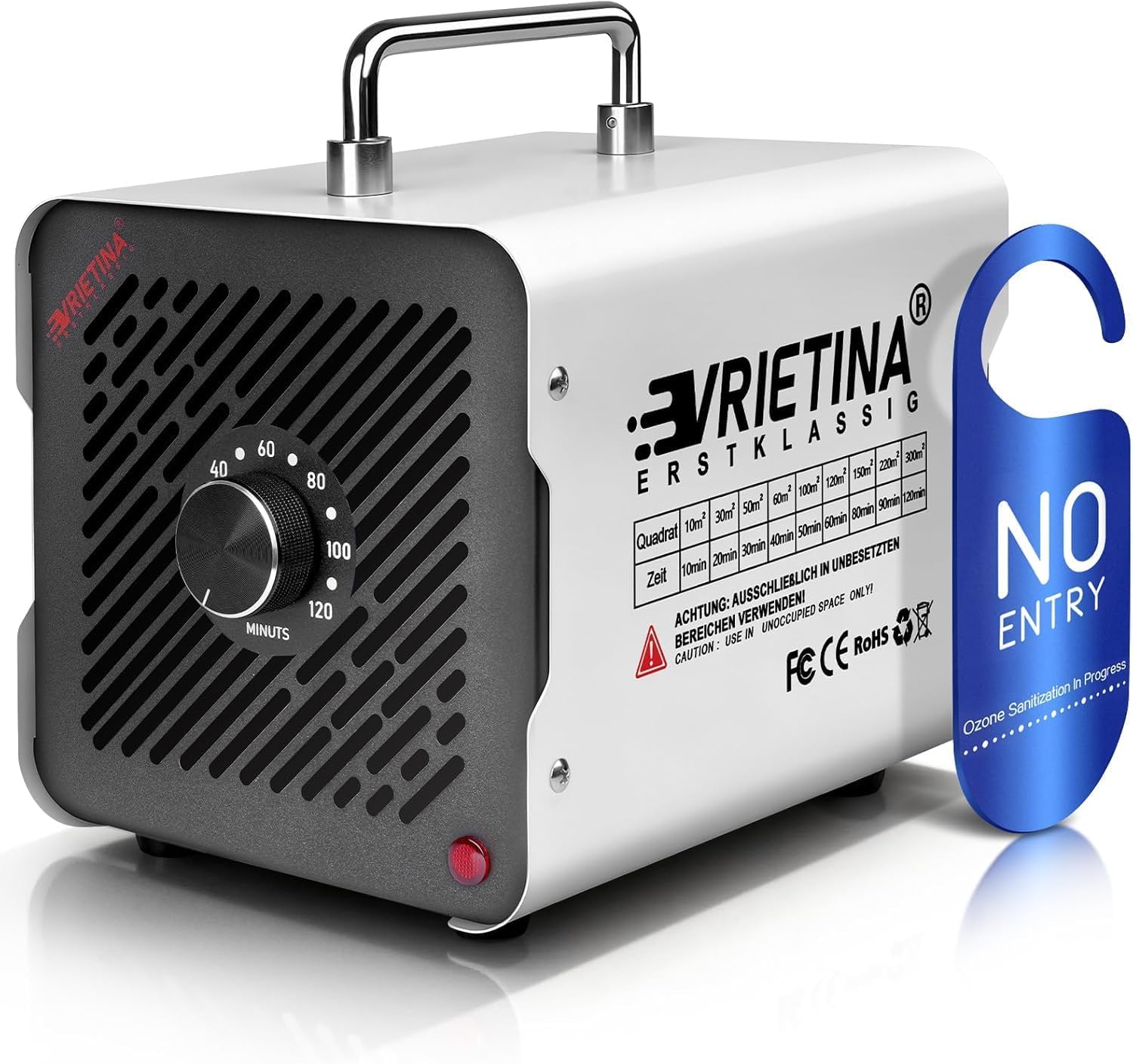 Ozongenerator O3 100.000 mg/h, industrielles Ozongerät für 300㎡ (120-Minuten-Timer 35 dB, 3 m³/min, 80–150 W), Ozonisator O3, Ozon-Luftreiniger, Geruchsbeseitiger für Autorauch, Zuhause, Hotel, Küche, Haustiergerüche