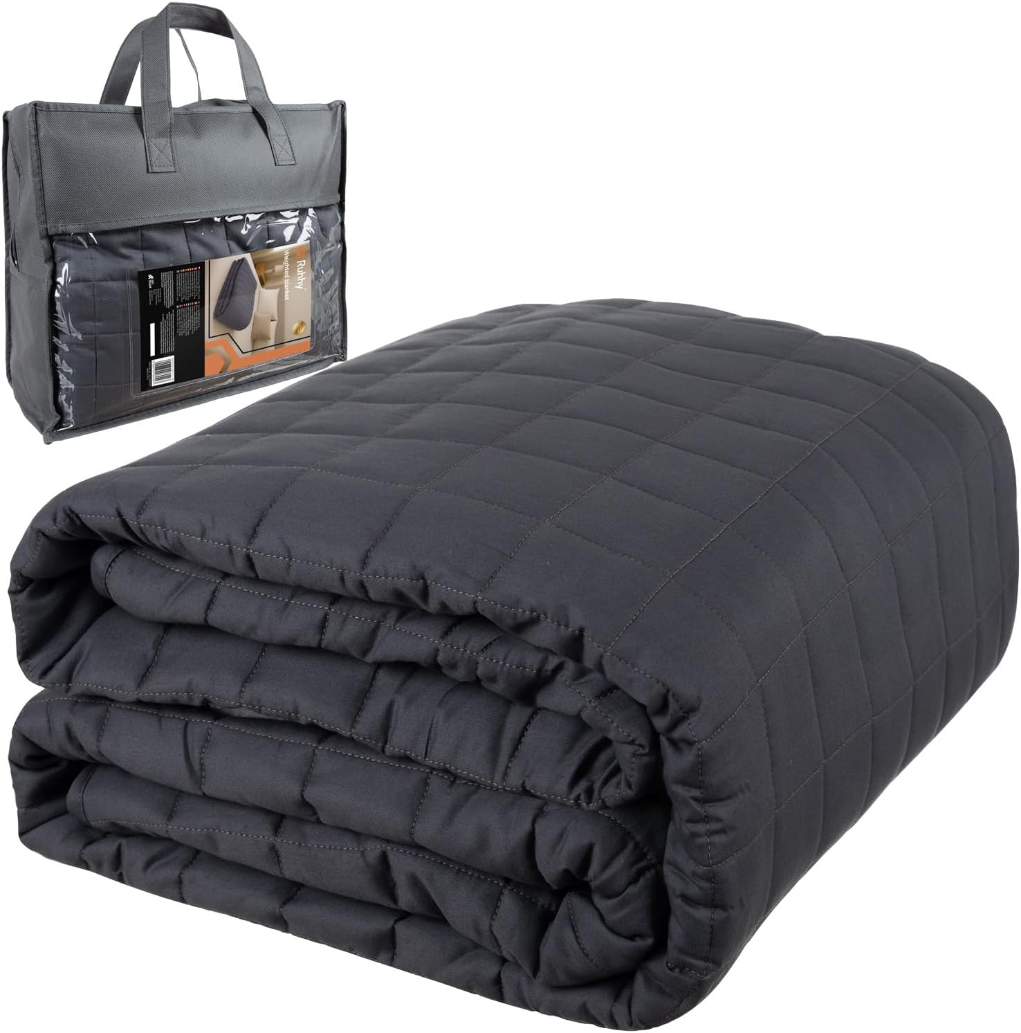 Ruhhy Gewichtsdecke 10 kg 200 x 220 cm – große doppellagige Decke in Grau mit Glasperlen, gleichmäßige Druckverteilung, pflegeleicht 30 °C, beidseitig verwendbar, für Entspannung und erholsamen Schlaf