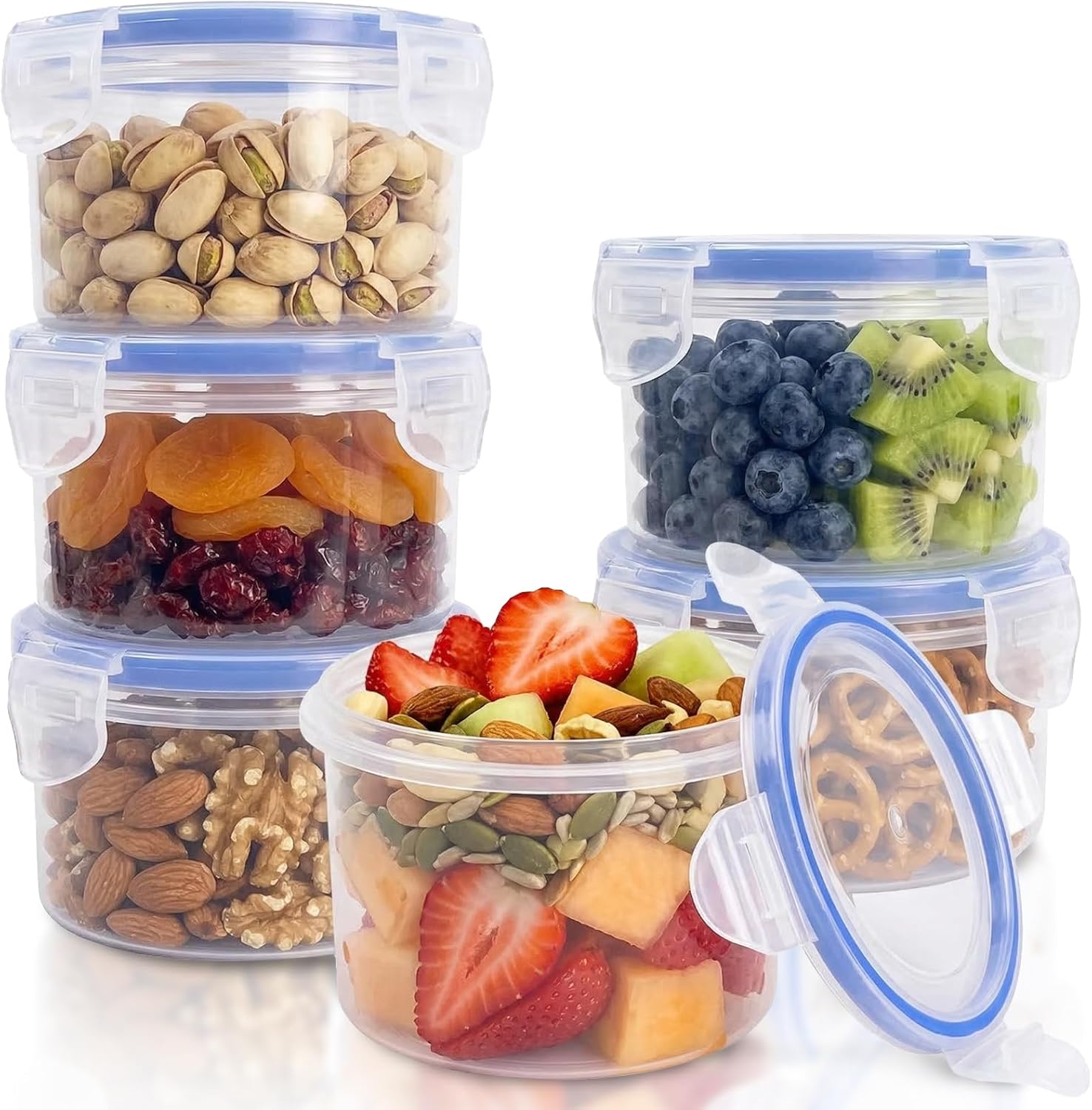6 Stück 300ML Frischhaltedosen mit Deckel Rund Luftdicht, Plastikschüssel Auslaufsicher, Meal Prep Boxen, Dose Plastik Vorratsdosen, Behälter Gefrierboxen, Aufbewahrungsbox Küche