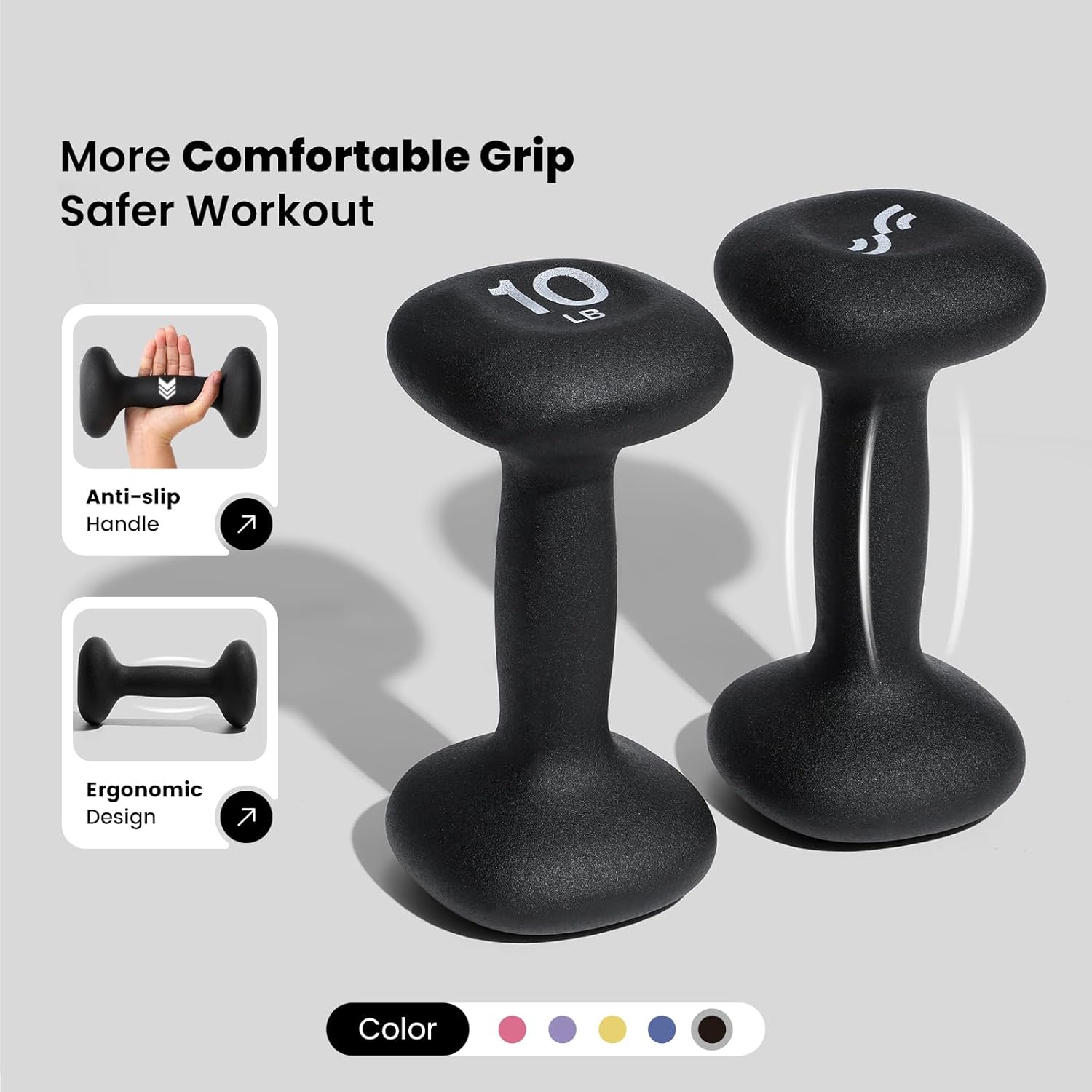 Sportneer Kurzhanteln, Neopren-Hanteln, Damen-Hantel-Set, kleines Hantel-Set (2er-Set), für Damen, Gymnastik, Yoga, Pilates und Kinder – Bild 2
