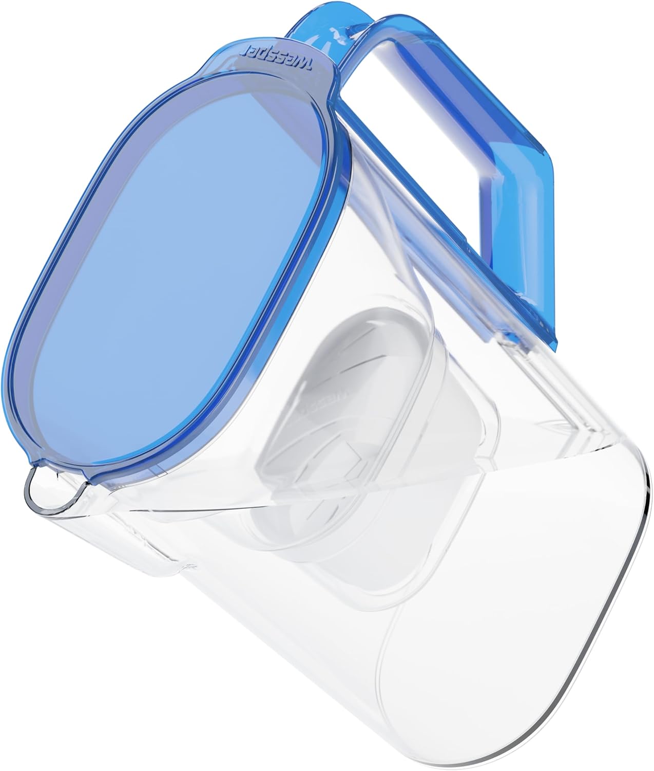 Wessper Wasserfilterkrug 2,7 l für Kühlschranktür, Wasserkaraffe mit Aktivkohlefilter, Wasserkrug kompatibel mit Brita Maxtra Filterkartusche – Blau
