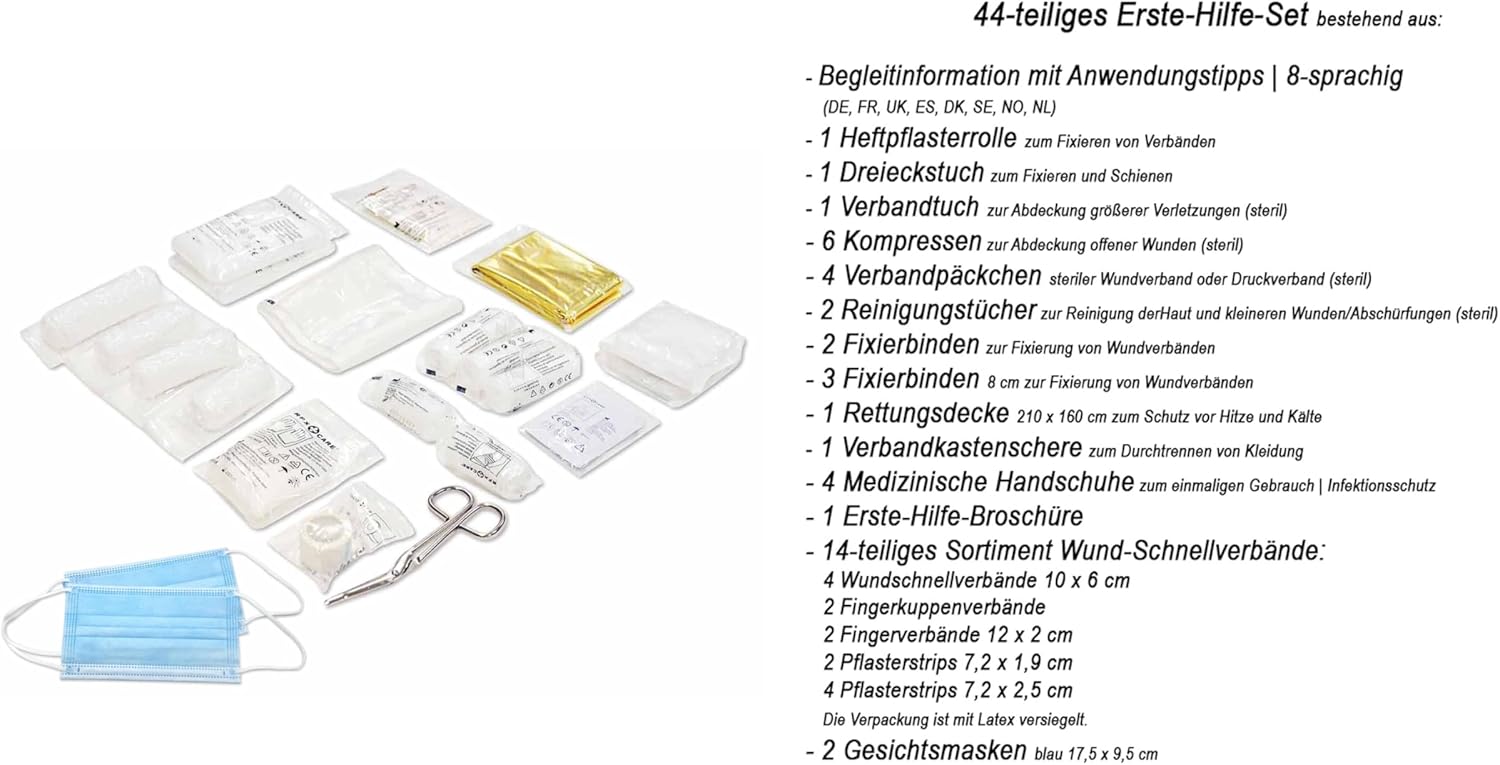 Kombitasche 2-in-1 Auto-Verbandtasche Safe Duo Rot | Verbandsmaterialien Neueste Norm 13164:2022-02 | Euro-Warndreieck | Erste-Hilfe-Set fürs Auto – Bild 5