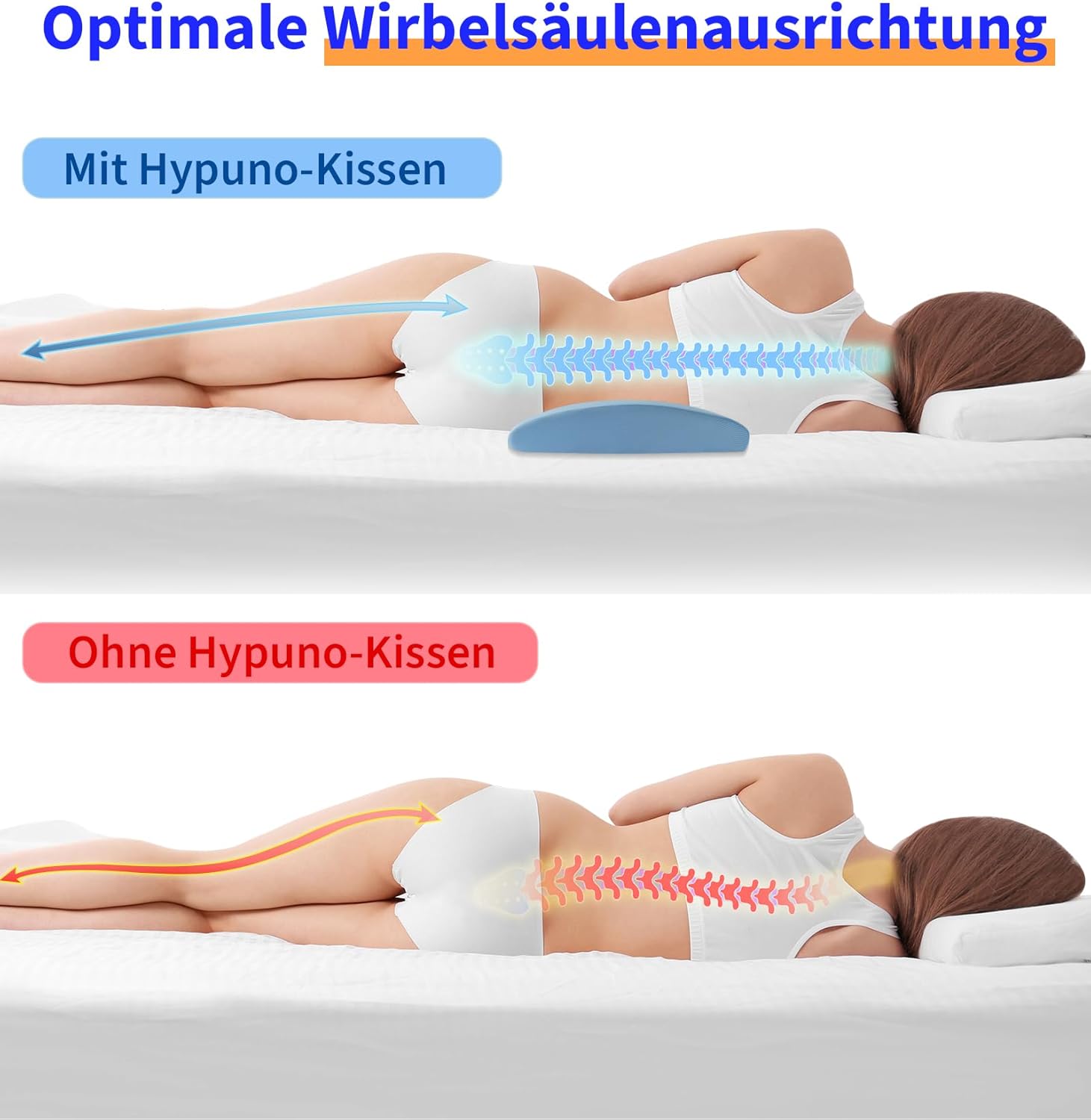 Orthopädisches Lendenkissen, ergonomische Memory-Schaum-Rücken- und Lendenwirbelstütze für Bett und Sofa – Entlastung des unteren Rückens – kühlender, abnehmbarer, waschbarer Bezug, Kissenvorlagen – Bild 5