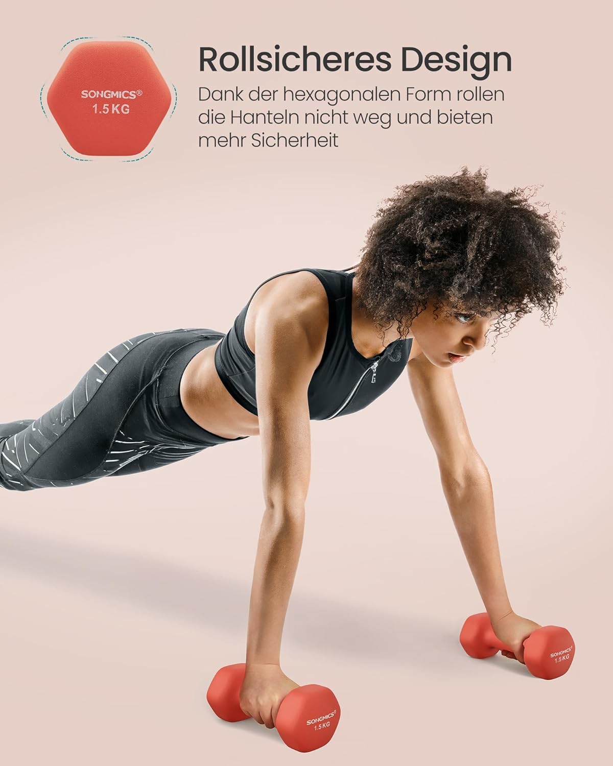 SONGMICS Hantel-Set, 3 Paar, 1kg-3kg, 9kg oder 12kg, Aufbewahrung, Fitnessstudio, Krafttraining, rutschfeste Neopren-Beschichtung – Bild 6