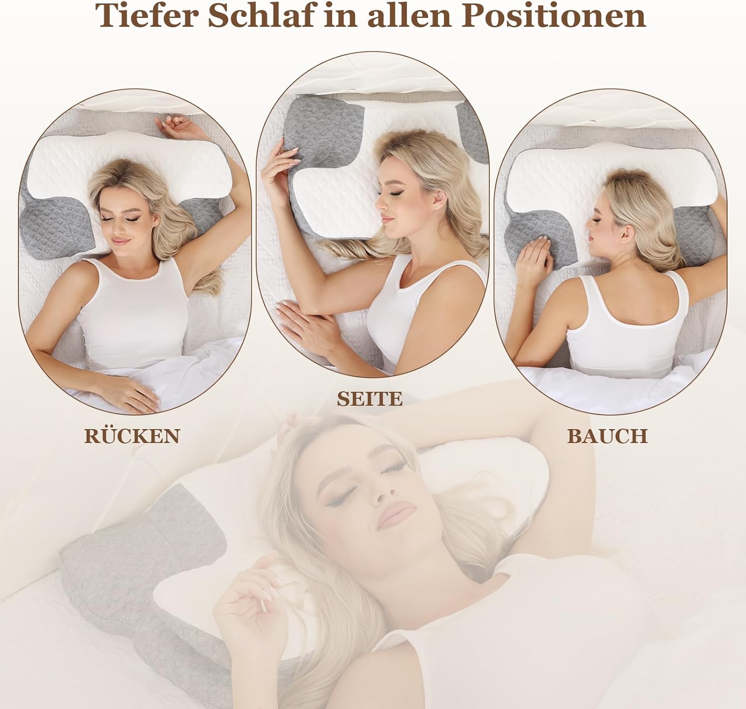 Nackenkissen aus Memory-Schaum – orthopädisches Kissen für Nacken und Schulter, ergonomisch und druckentlastend, perfekt für Rücken-, Seiten- und Bauchschläfer – Bild 3