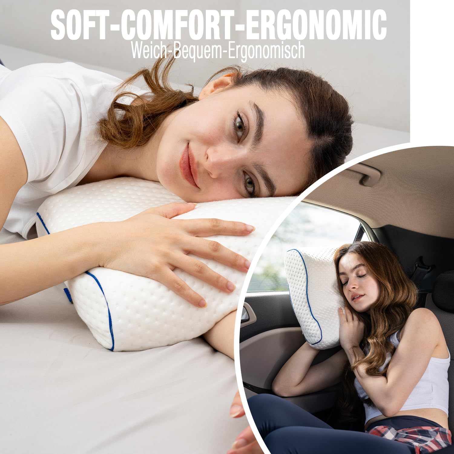 Reisekissen, Campingkissen, ergonomisches Memory-Schaum-Kissen mit temperaturregulierendem Bezug, Öko-Tex, hergestellt in Grün – Bild 8
