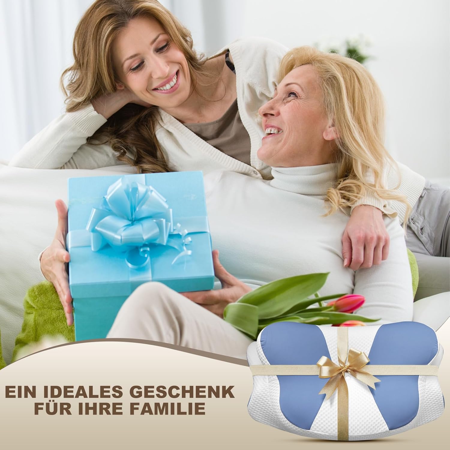 Nackenkissen – Ergonomisches Kissen für Schulter- und Nackenkomfort, Memory-Schaum-Kissen für Bauch-, Rücken- und Seitenschläfer, Kissen mit Nackenstütze (66 x 40 x 14 cm) – Bild 7