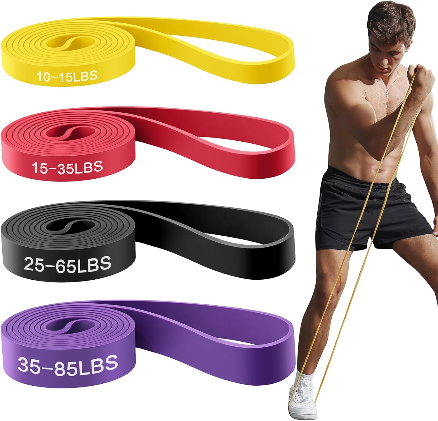 Fitnessbänder, Widerstandsbänder mit 4 Stufen, Widerstandsbänder für Männer und Frauen, Fitnessband-Set, Trainingsbänder für Yoga, Pilates, Training, Krafttraining