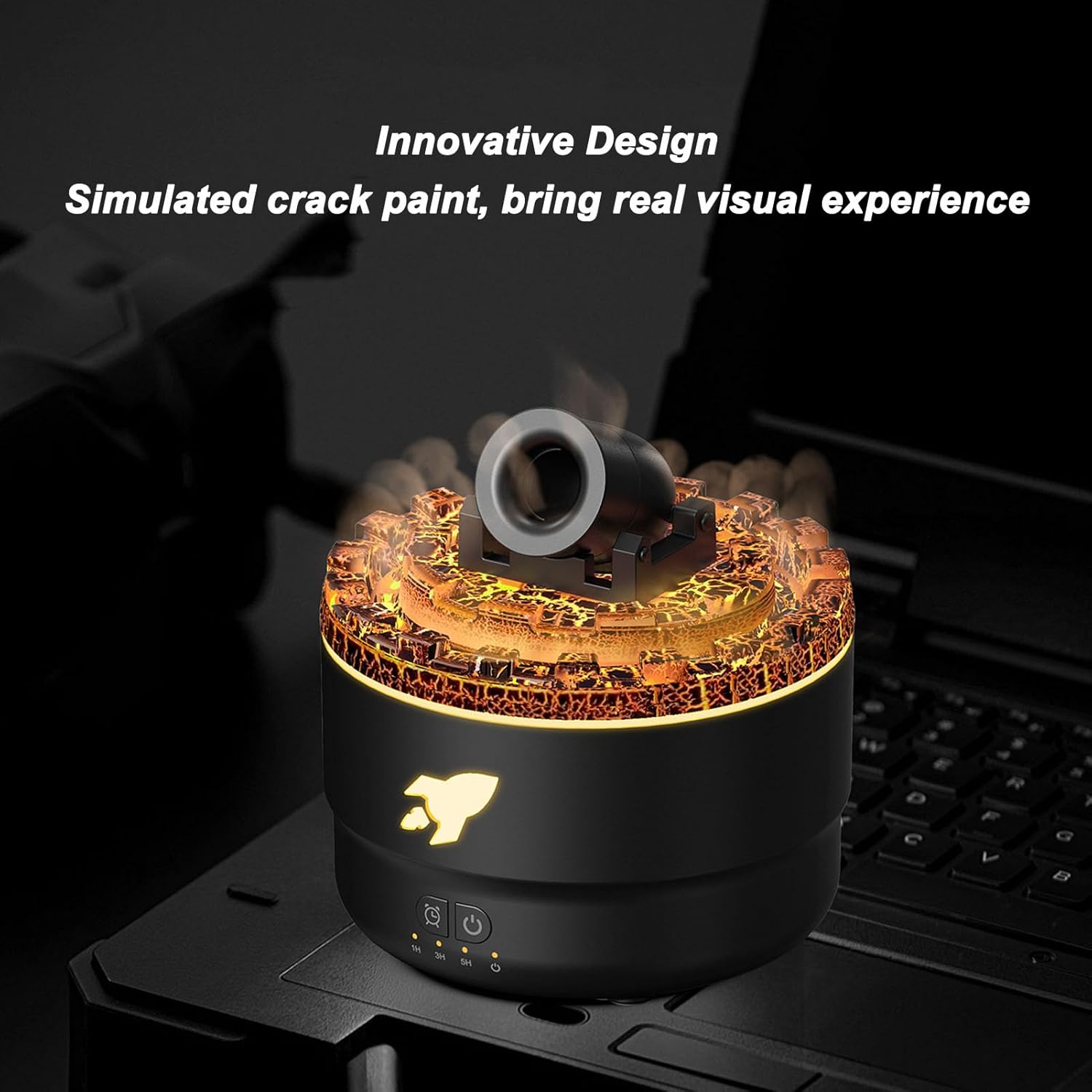 Cannon Luftbefeuchter mit Timer für Schlafzimmer, Cannon Aromatherapie Luftbefeuchter Diffusor, Aromatherapiegerät für ätherische Öle mit bunten LED-Lichtern, klein (schwarz) – Bild 4